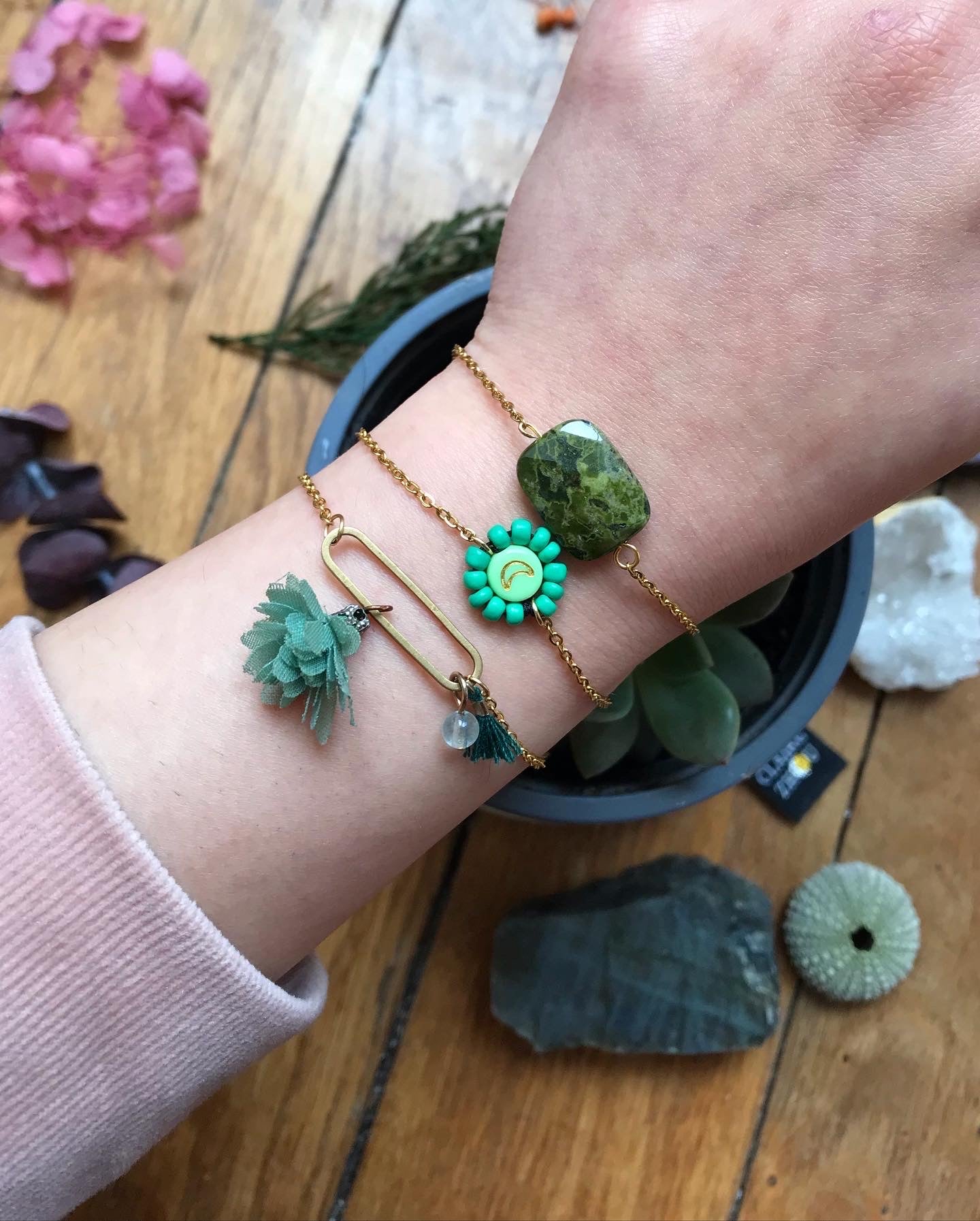 Bracelet pierre naturelle rectangle - MORGANE