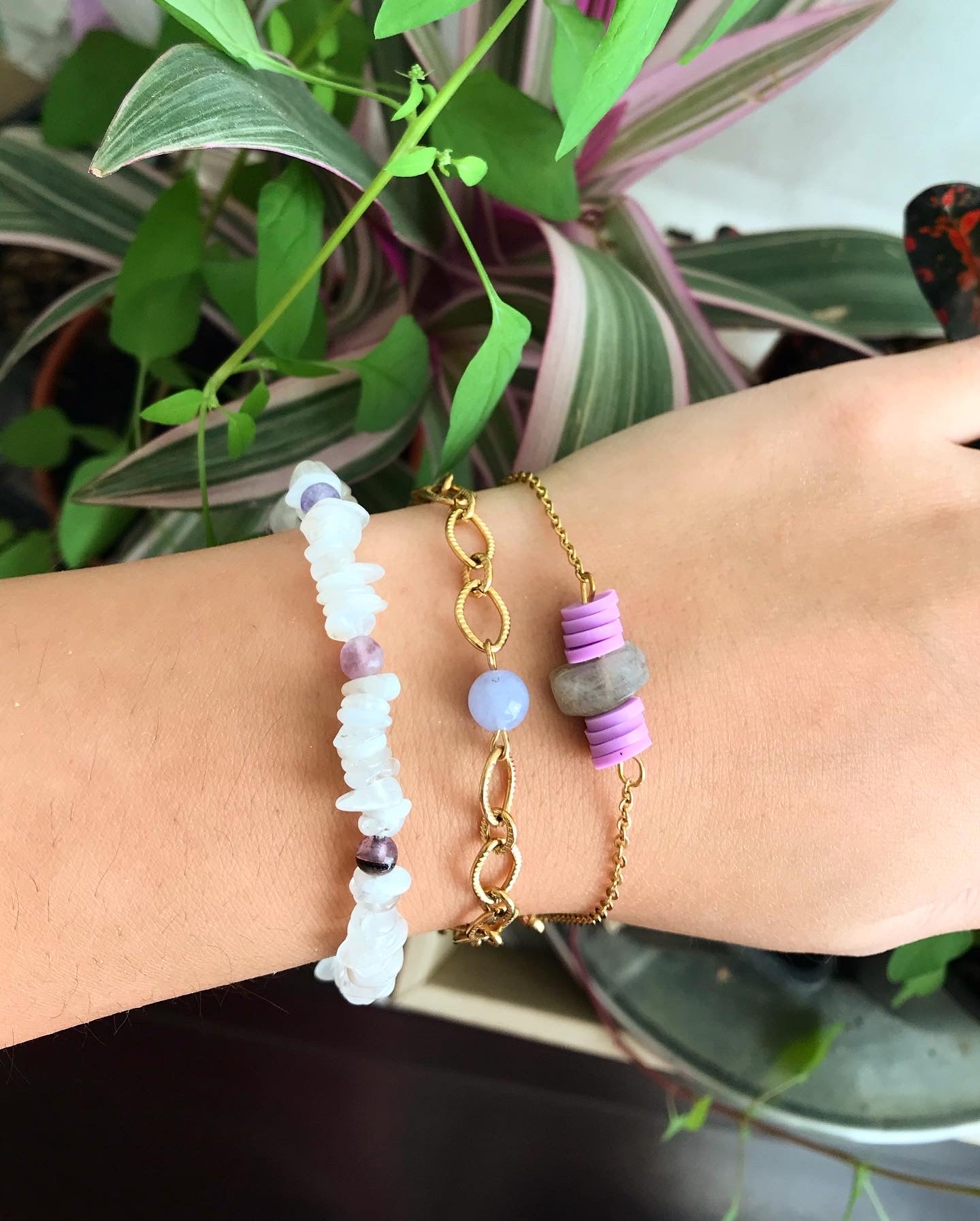 Bracelet pierres de lune / pierres naturelles arc-en-ciel - ISABEAU