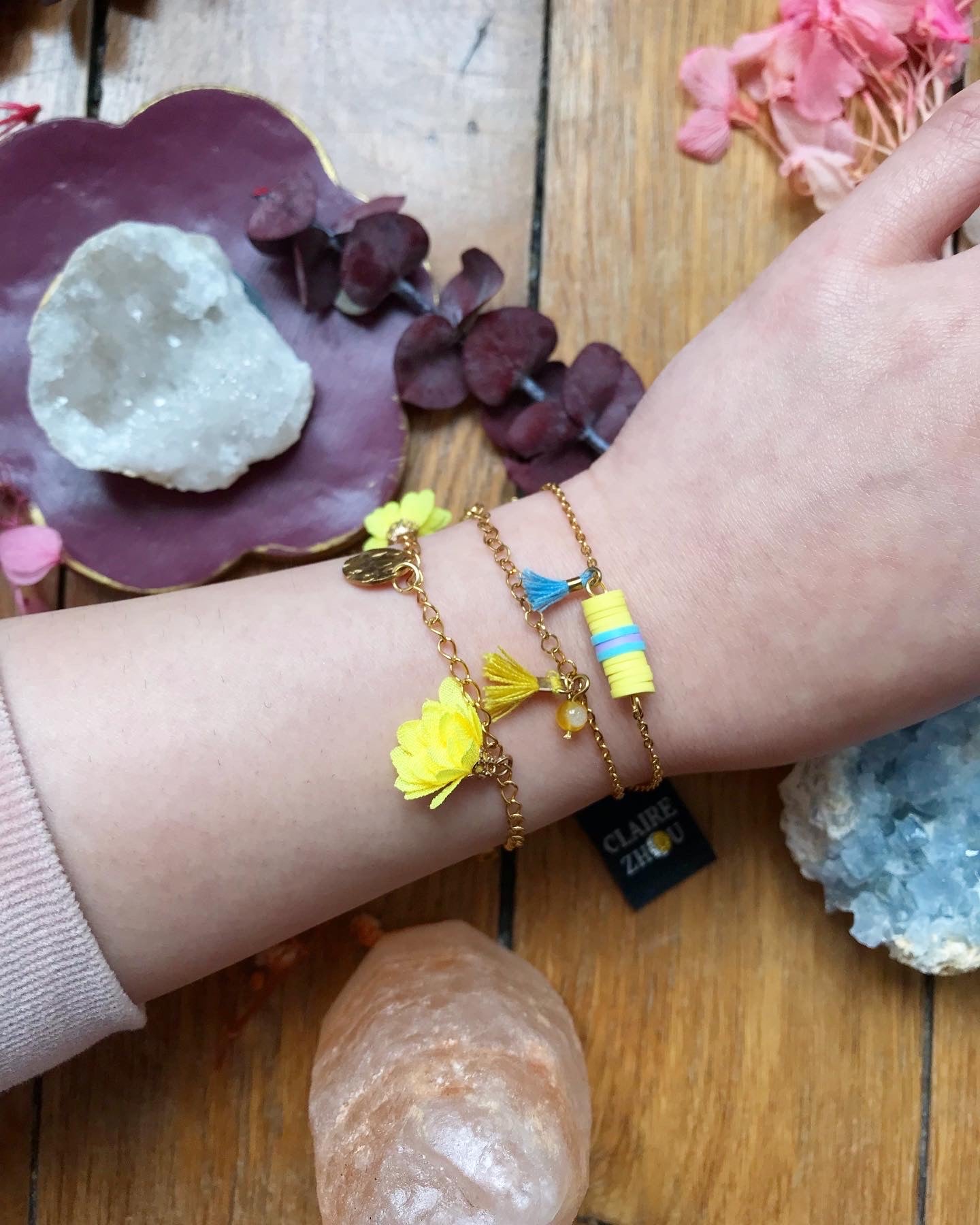 Bracelet sequins et 3 fleurs - NINE