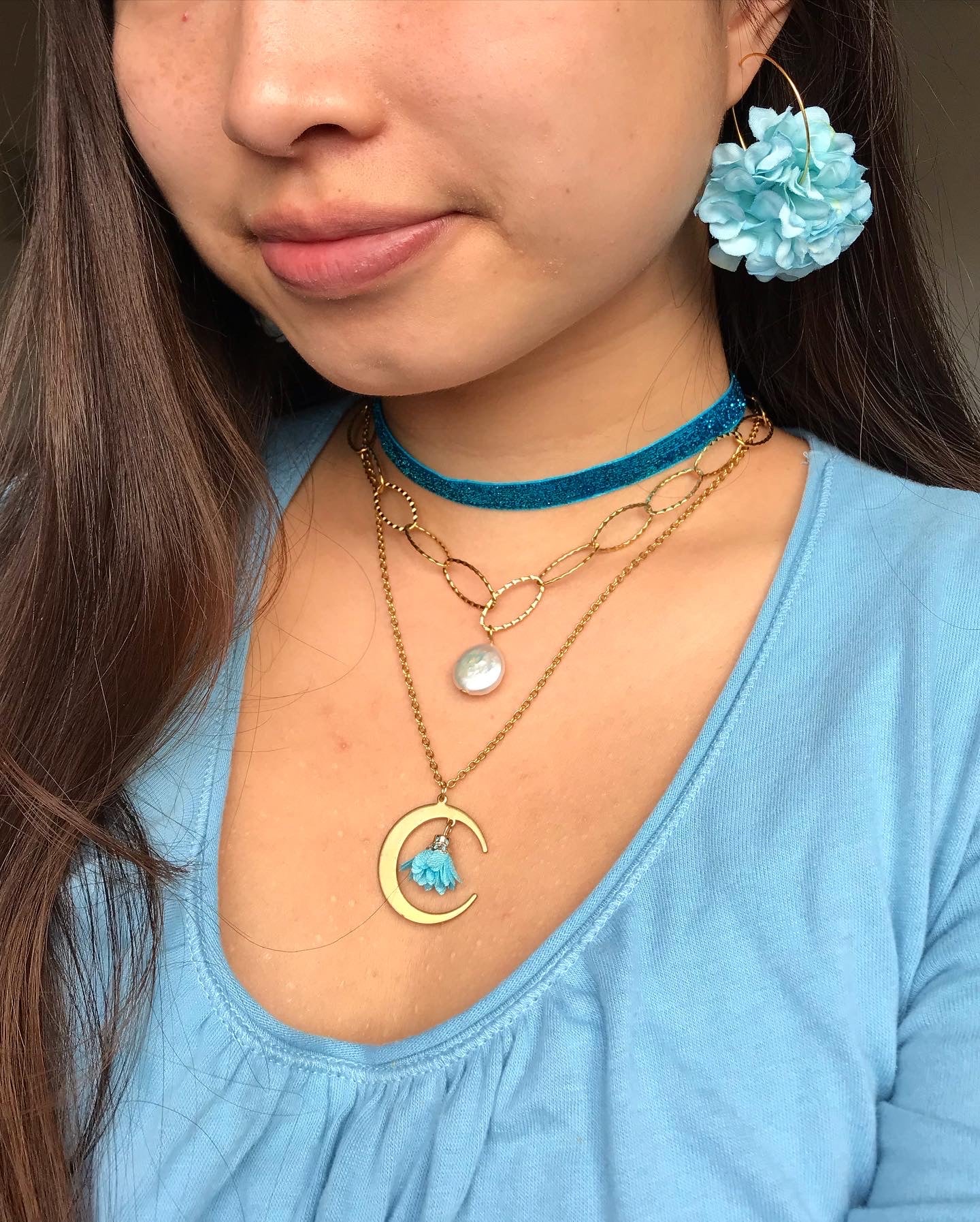 Boucles d'oreilles créoles grandes fleurs - JULIA