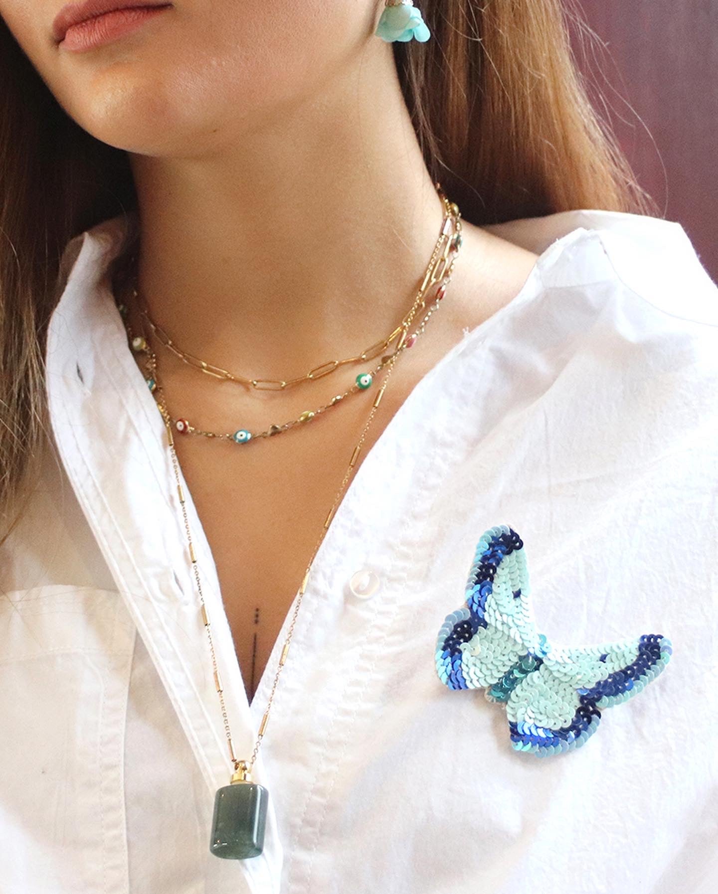 Broche brodée main - PAPILLONS
