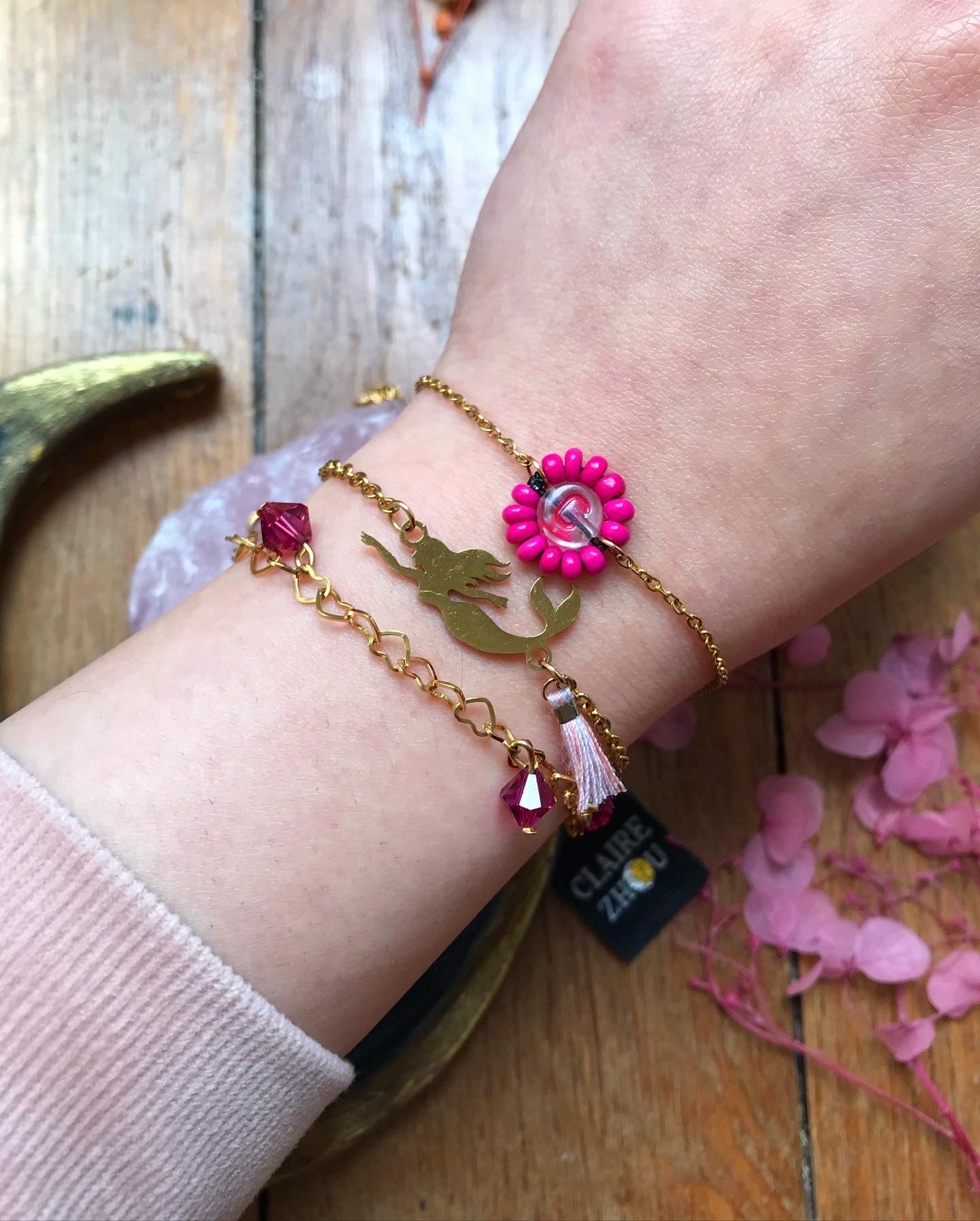 Bracelet coeurs et swarovski - KHLOE