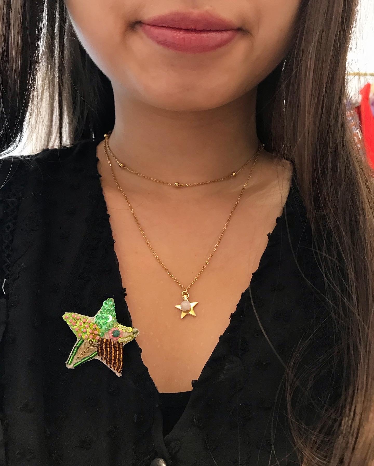 Collier étoilé voeu et pierre naturelle - ETOILE
