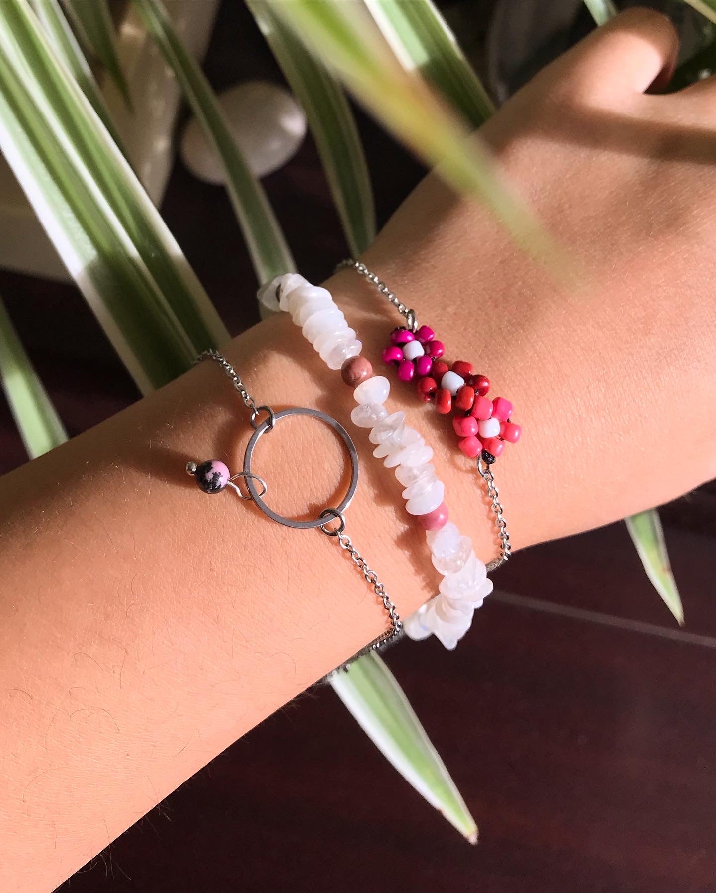 Bracelet pierres de lune / pierres naturelles arc-en-ciel - ISABEAU