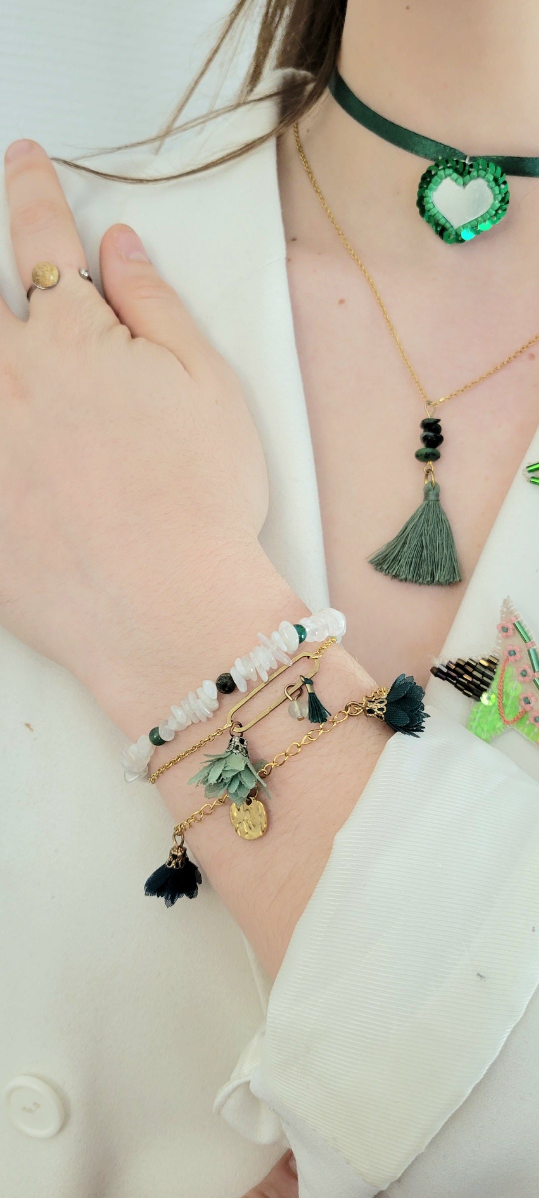 Bracelet pierres de lune / pierres naturelles arc-en-ciel - ISABEAU