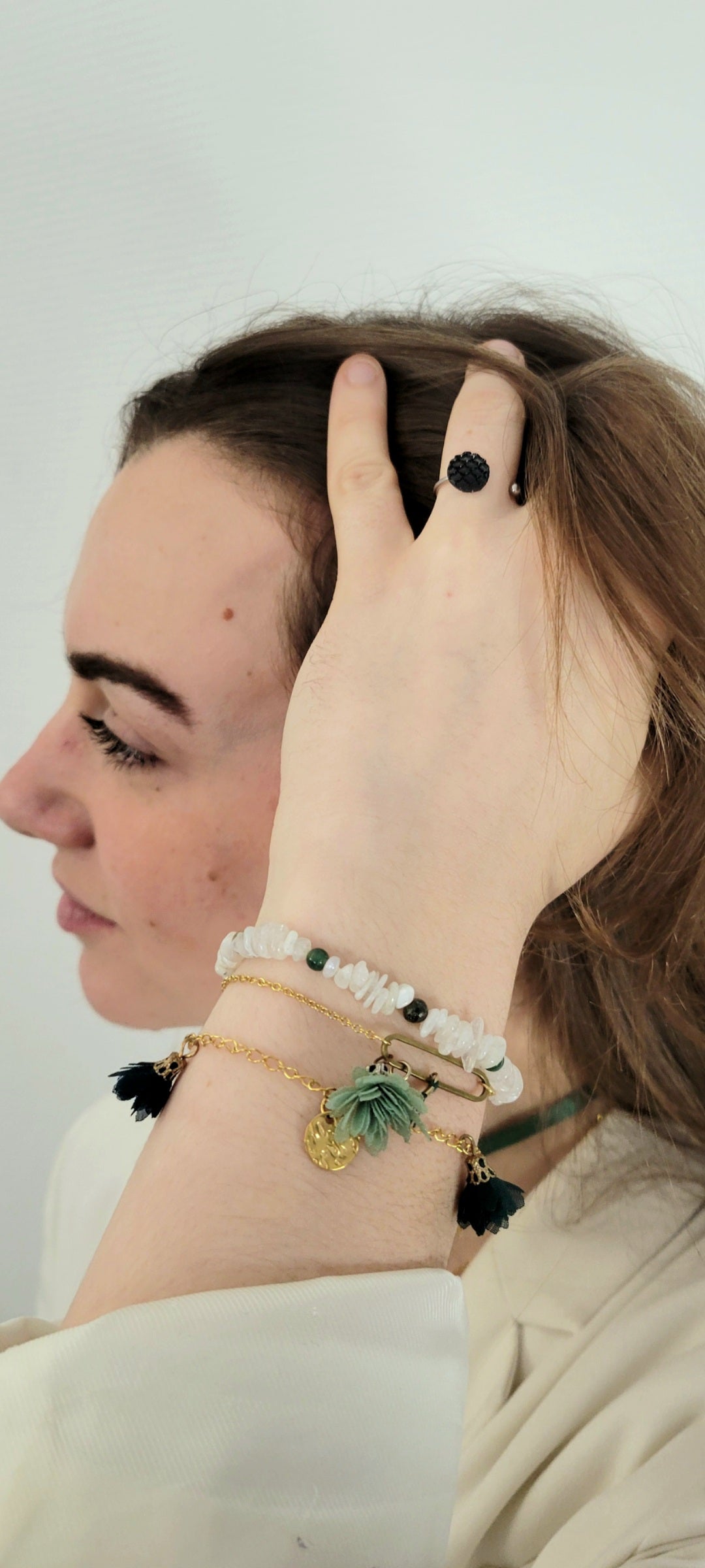 Bracelet pierres de lune / pierres naturelles arc-en-ciel - ISABEAU