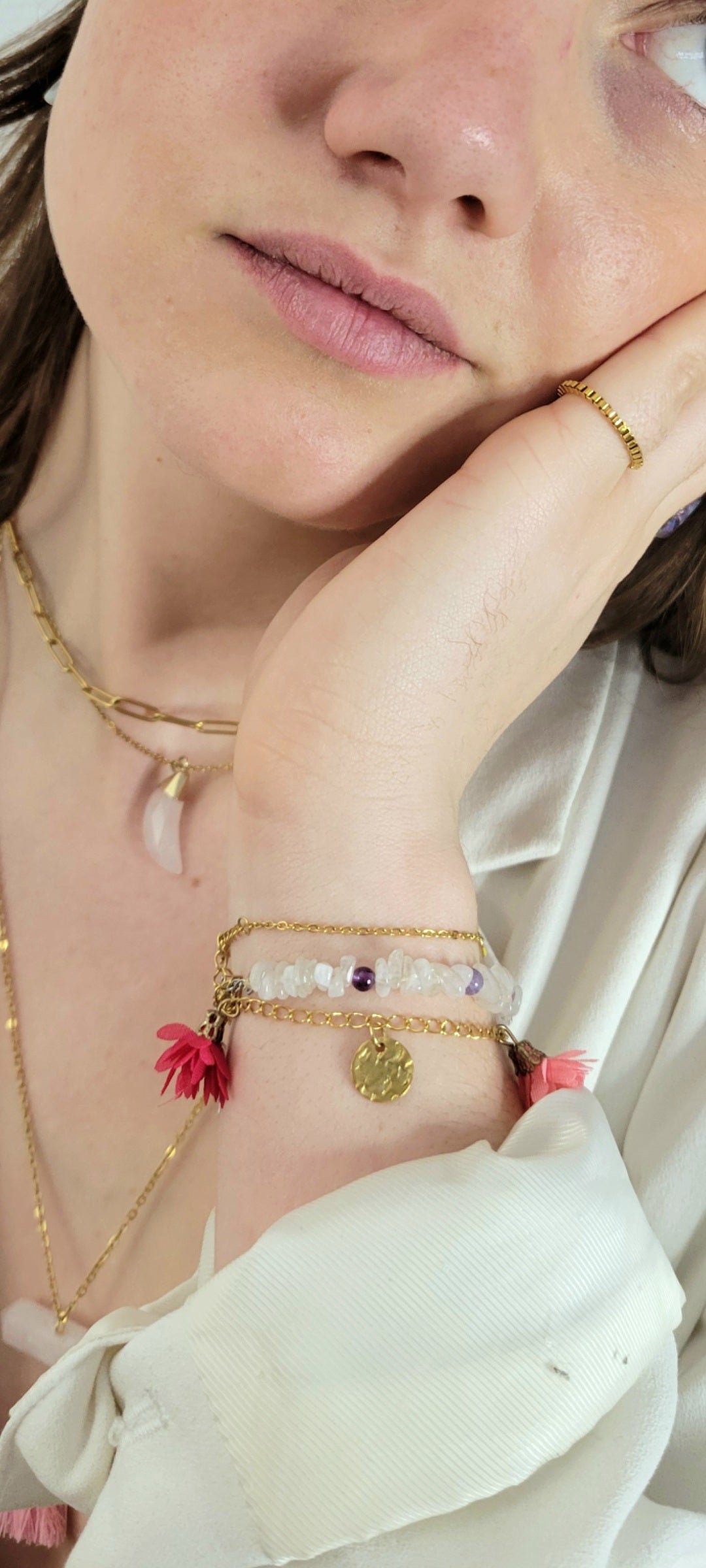 Bracelet pierres de lune / pierres naturelles arc-en-ciel - ISABEAU