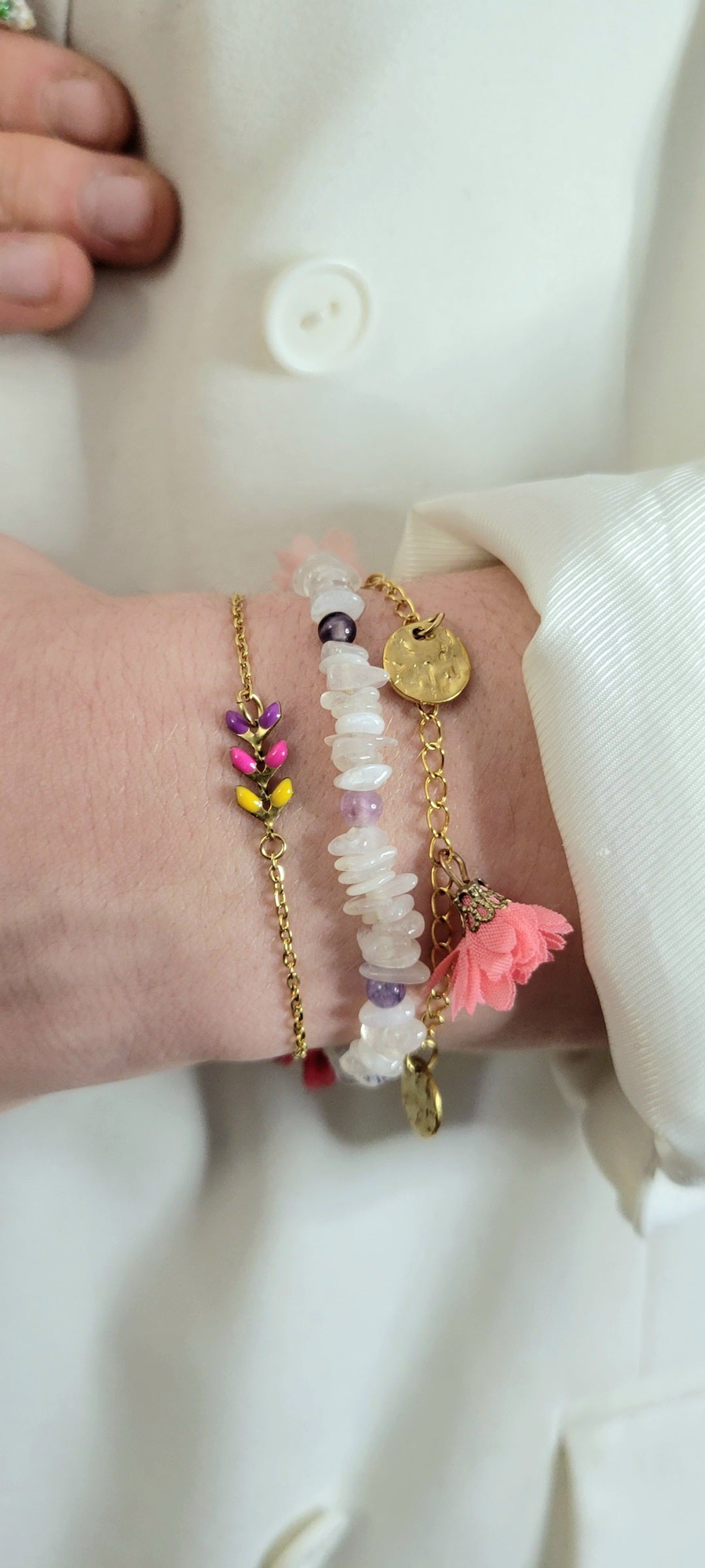 Bracelet pierres de lune / pierres naturelles arc-en-ciel - ISABEAU