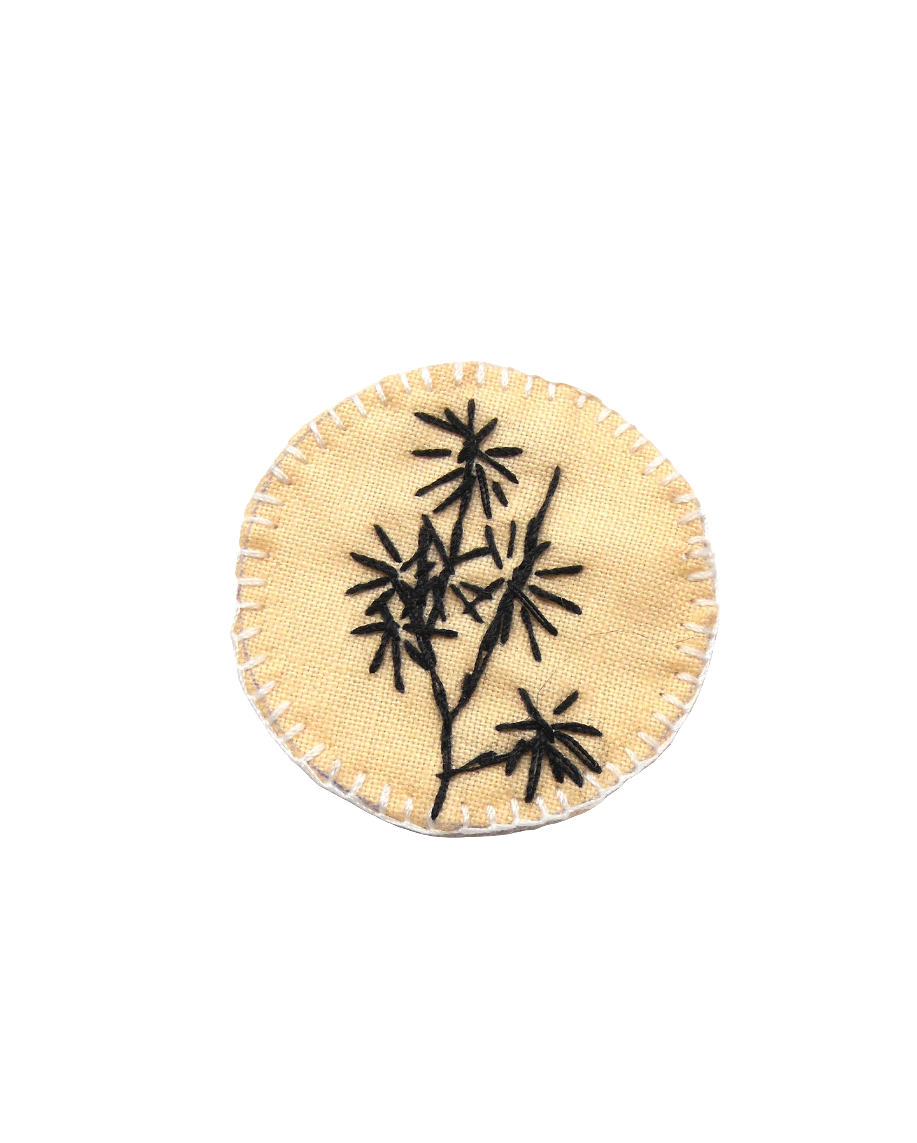 Broche brodée main - BAMBOU
