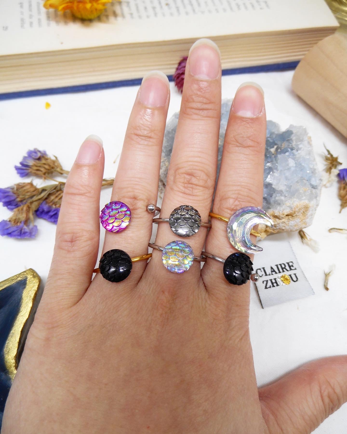 Bague acier inoxydable - ELLE/MOON/CLARISSE/MERMAID