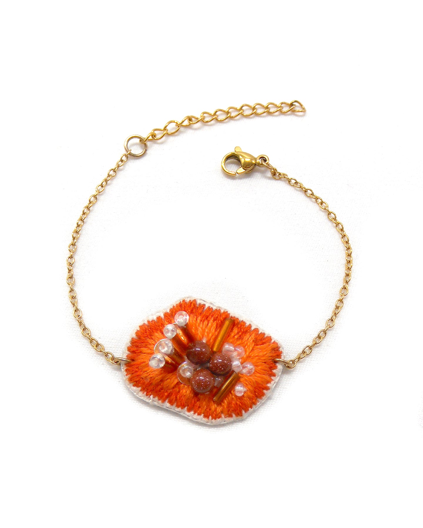 Bracelet brodé main - GEODE PIERRE NATURELLE
