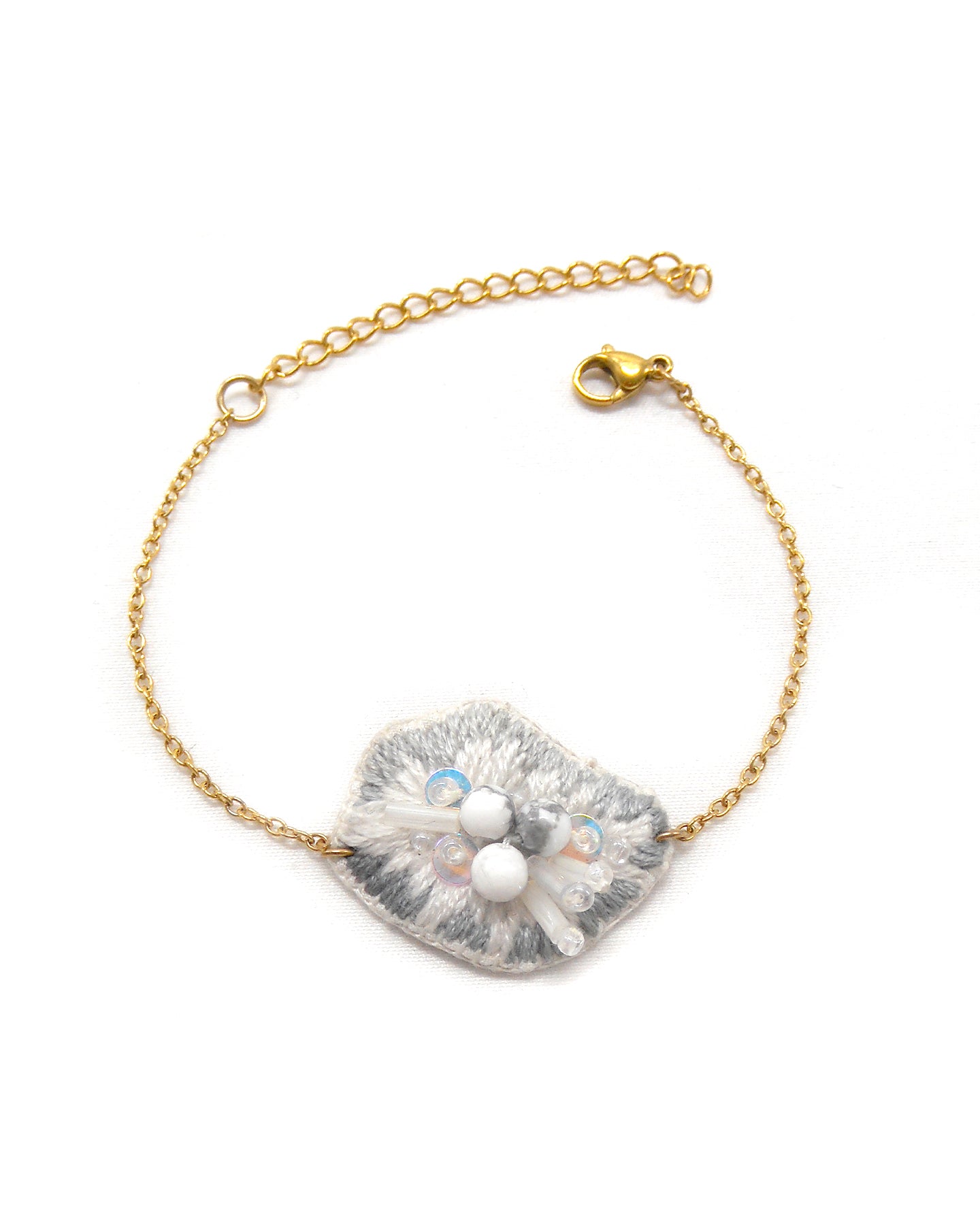 Bracelet brodé main - GEODE PIERRE NATURELLE