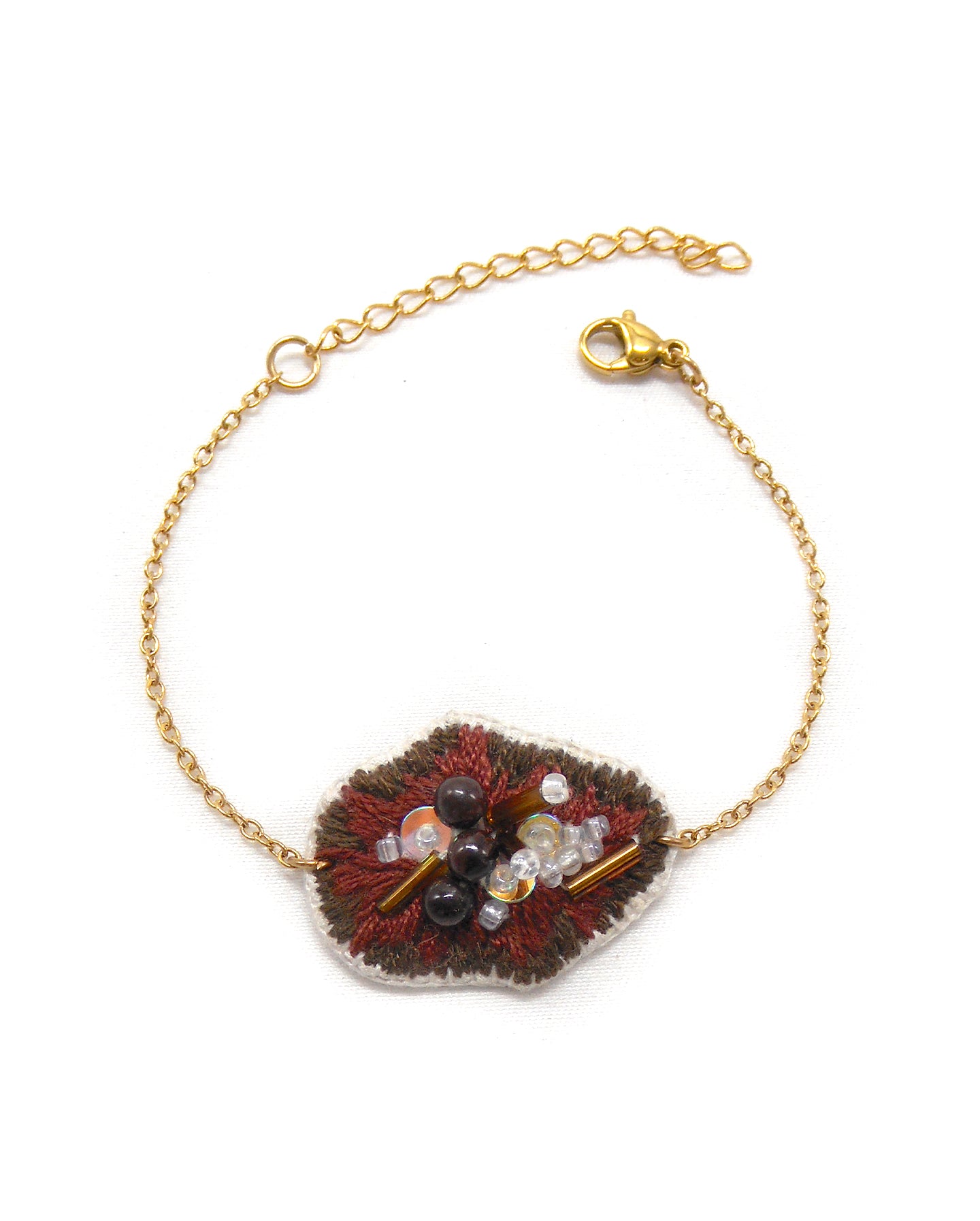 Bracelet brodé main - GEODE PIERRE NATURELLE