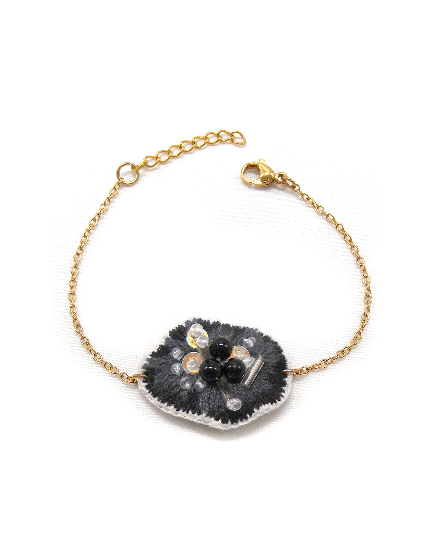 Bracelet brodé main - GEODE PIERRE NATURELLE