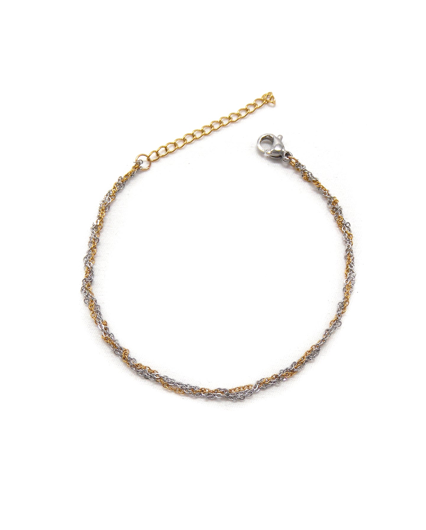 Bracelet tressé argenté/doré - LOUANE