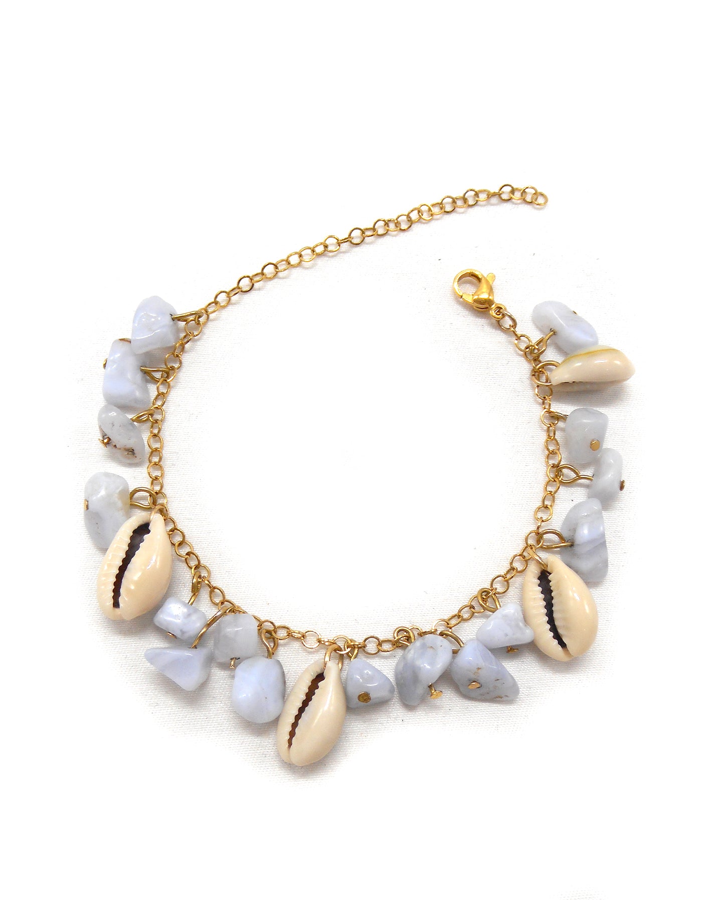 Bracelet cauris et calcédoine bleu - MAHEE