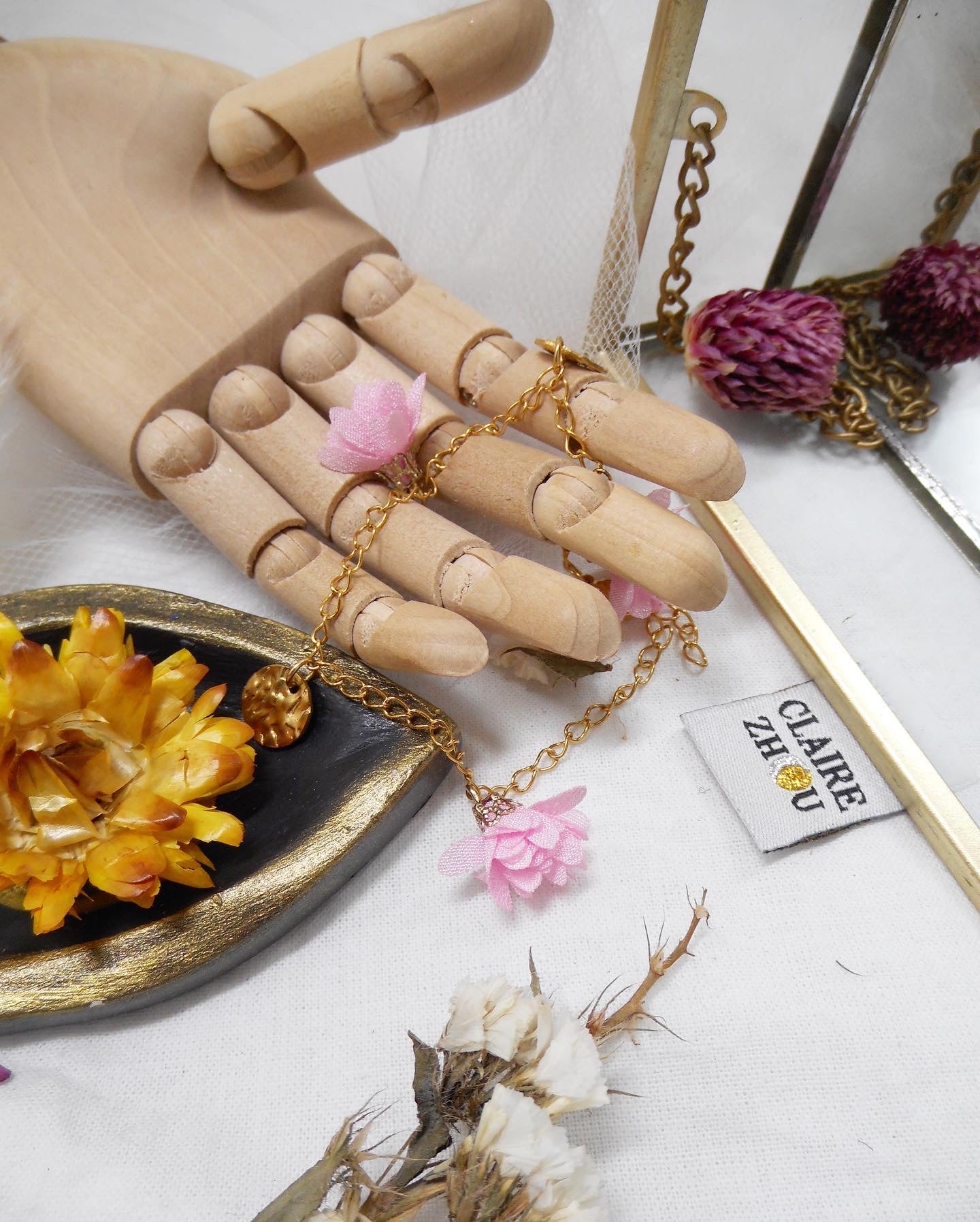 Bracelet sequins et 3 fleurs - NINE