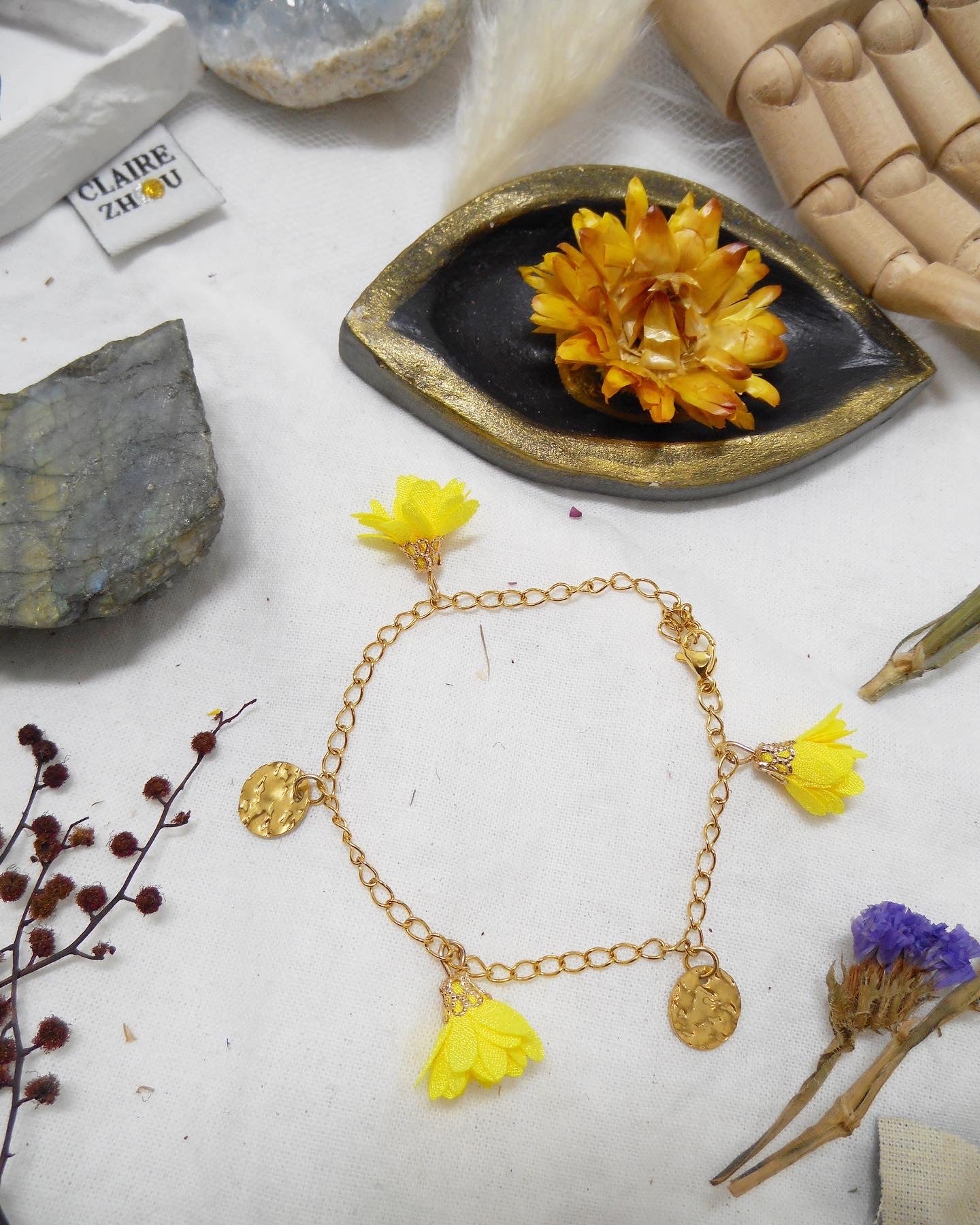 Bracelet sequins et 3 fleurs - NINE