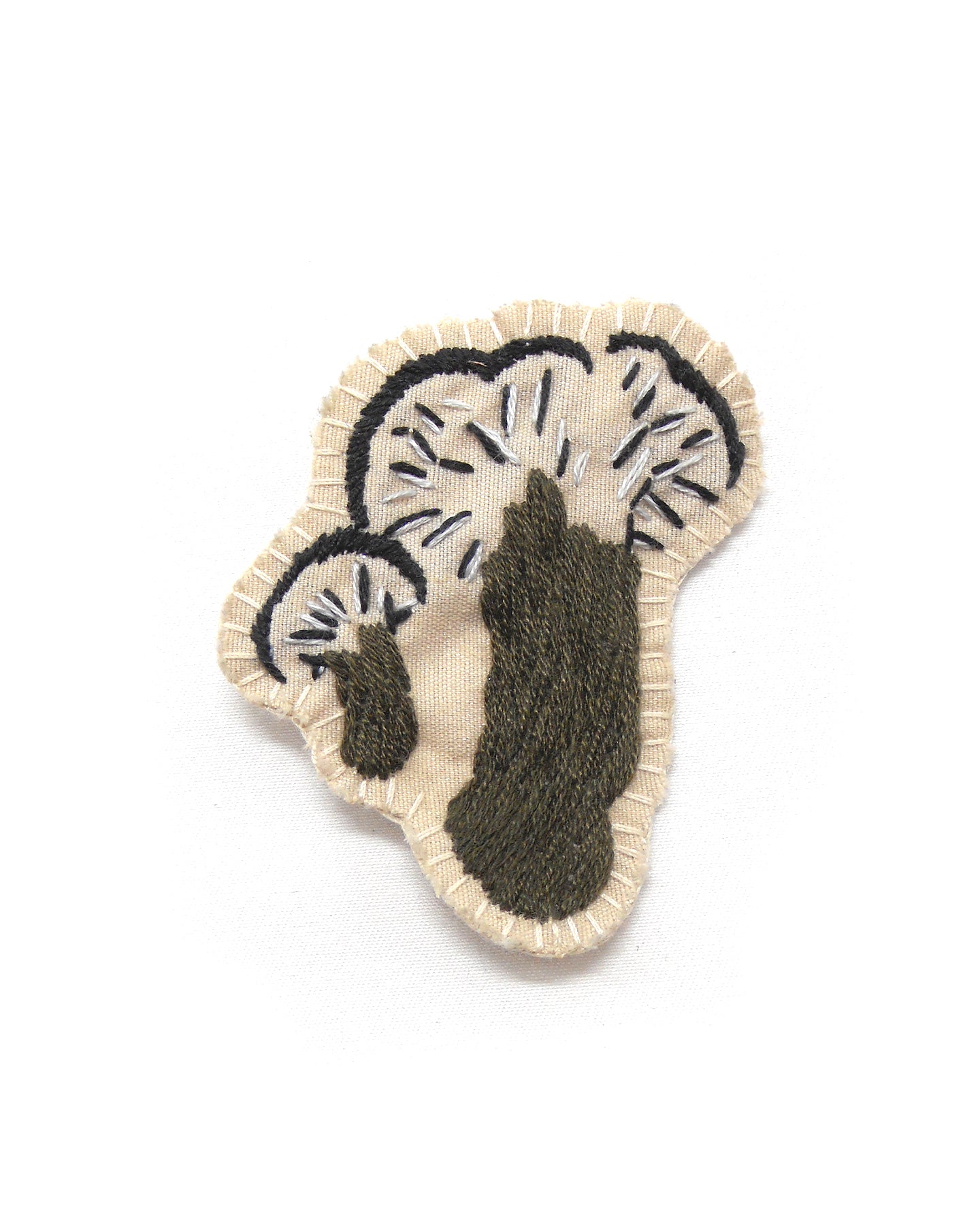 Broche brodée main - CHAMPIGNONS