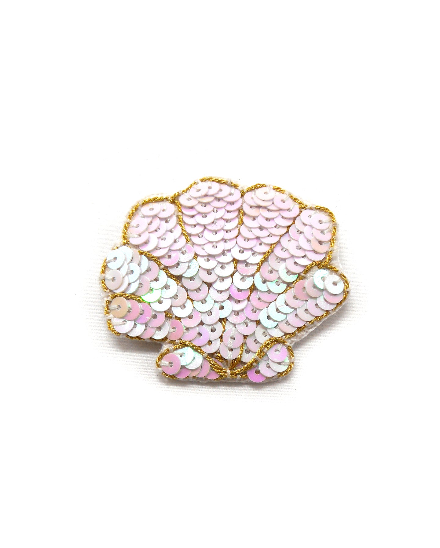 Broche brodée main coquillages & étoiles de mer