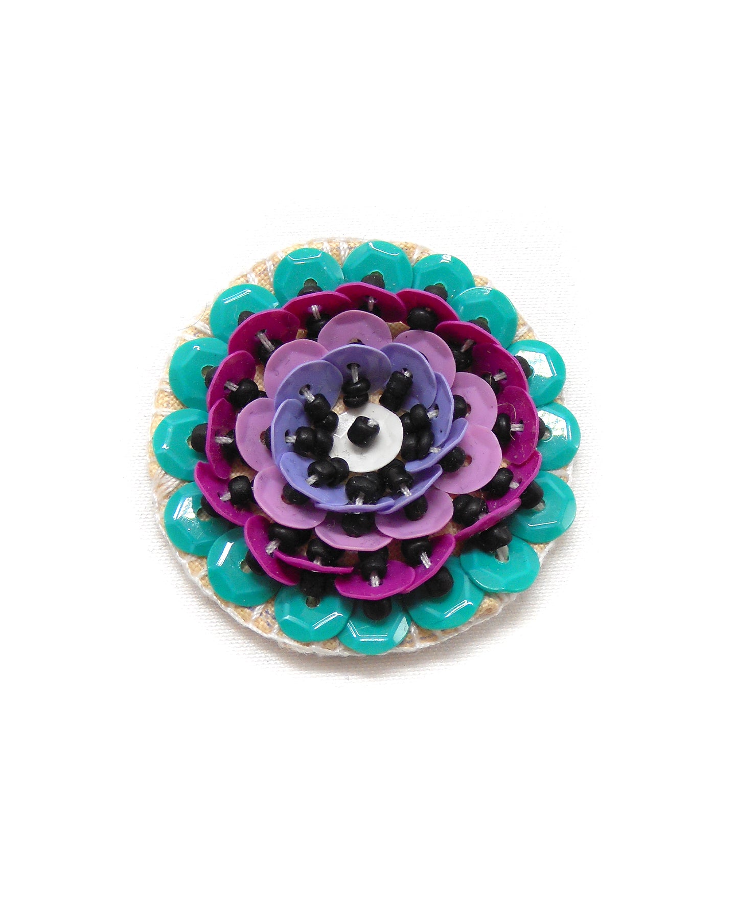 Broche brodée main fleur 3D - GRANDE PIVOINE