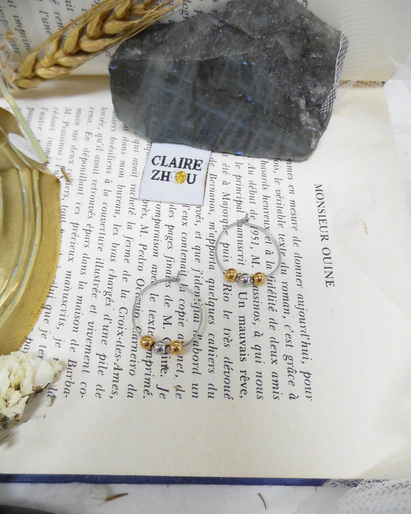 Boucles d'oreilles collection argenté/doré, pièces uniques