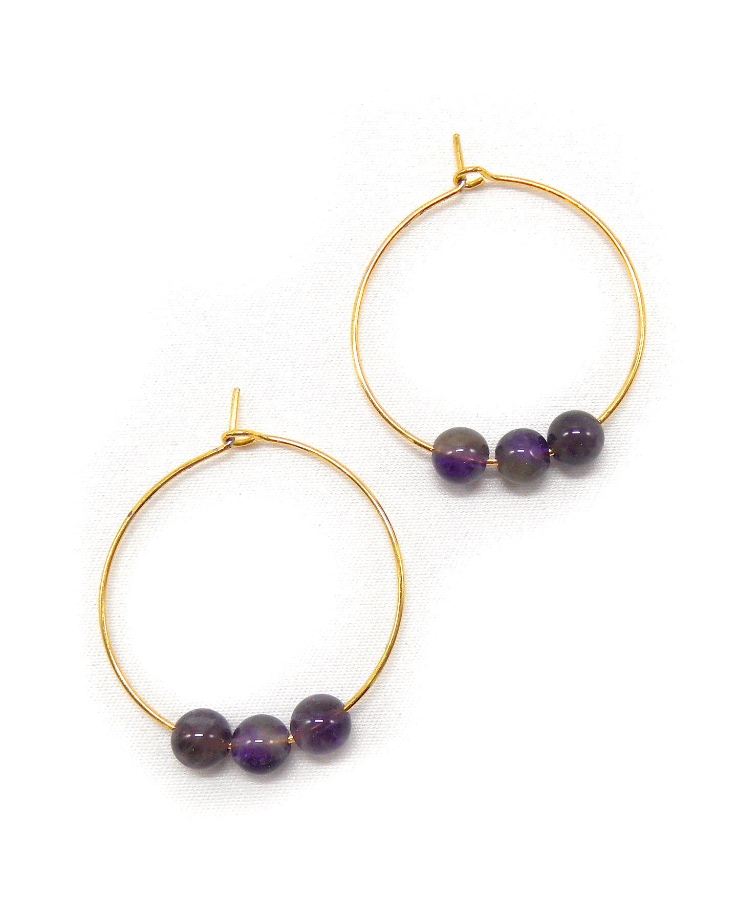 Boucles d'oreilles 3 perles pierres naturelles - ALIXA
