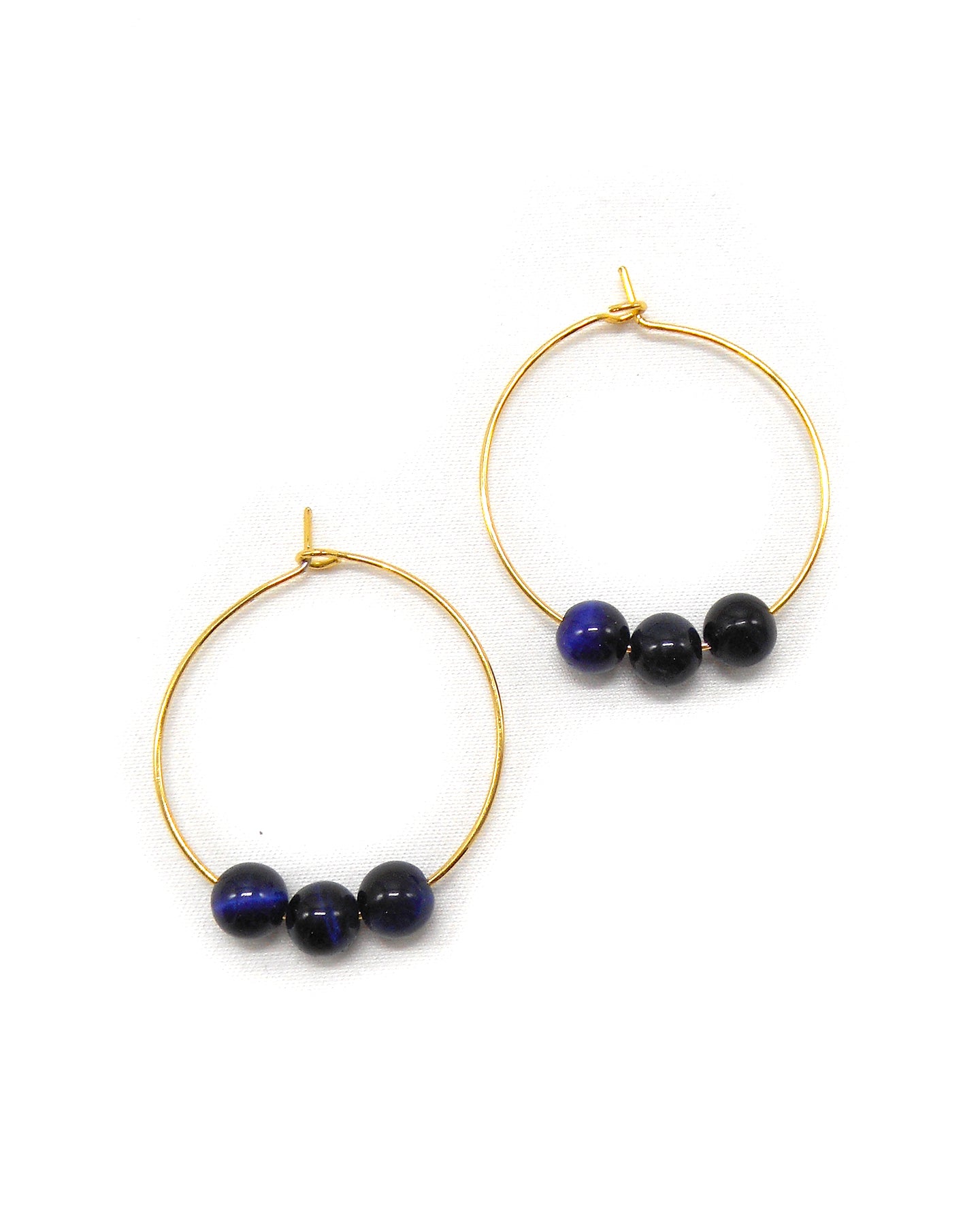 Boucles d'oreilles 3 perles pierres naturelles - ALIXA