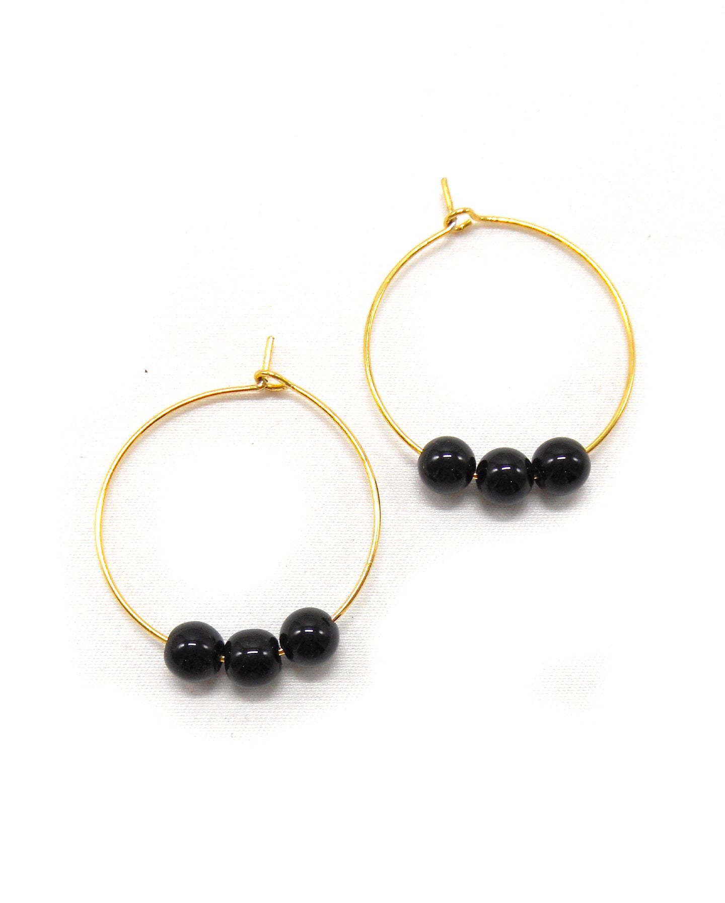 Boucles d'oreilles 3 perles pierres naturelles - ALIXA