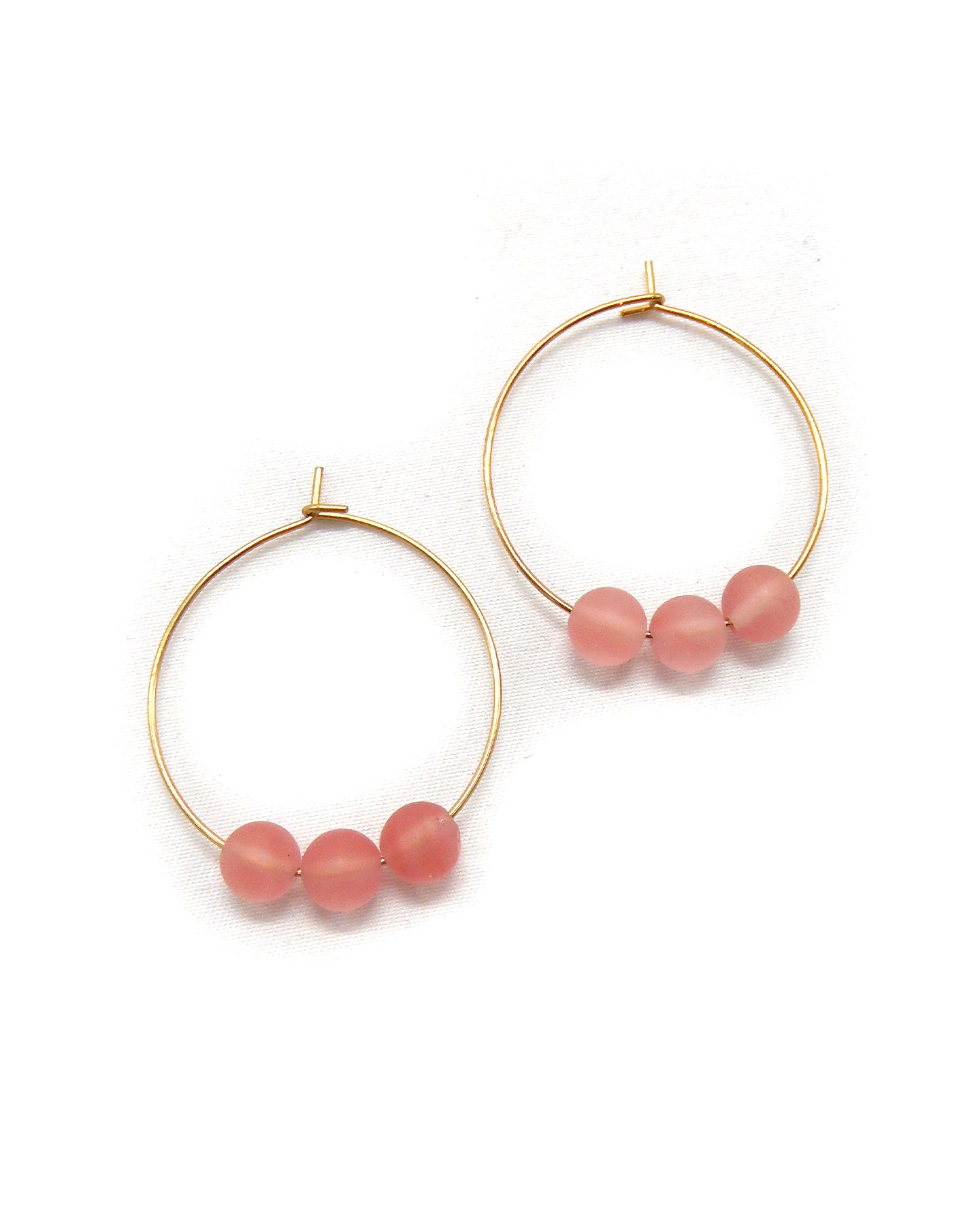 Boucles d'oreilles 3 perles pierres naturelles - ALIXA