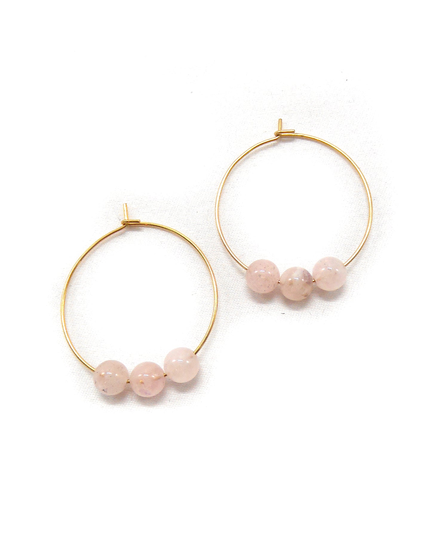 Boucles d'oreilles 3 perles pierres naturelles - ALIXA