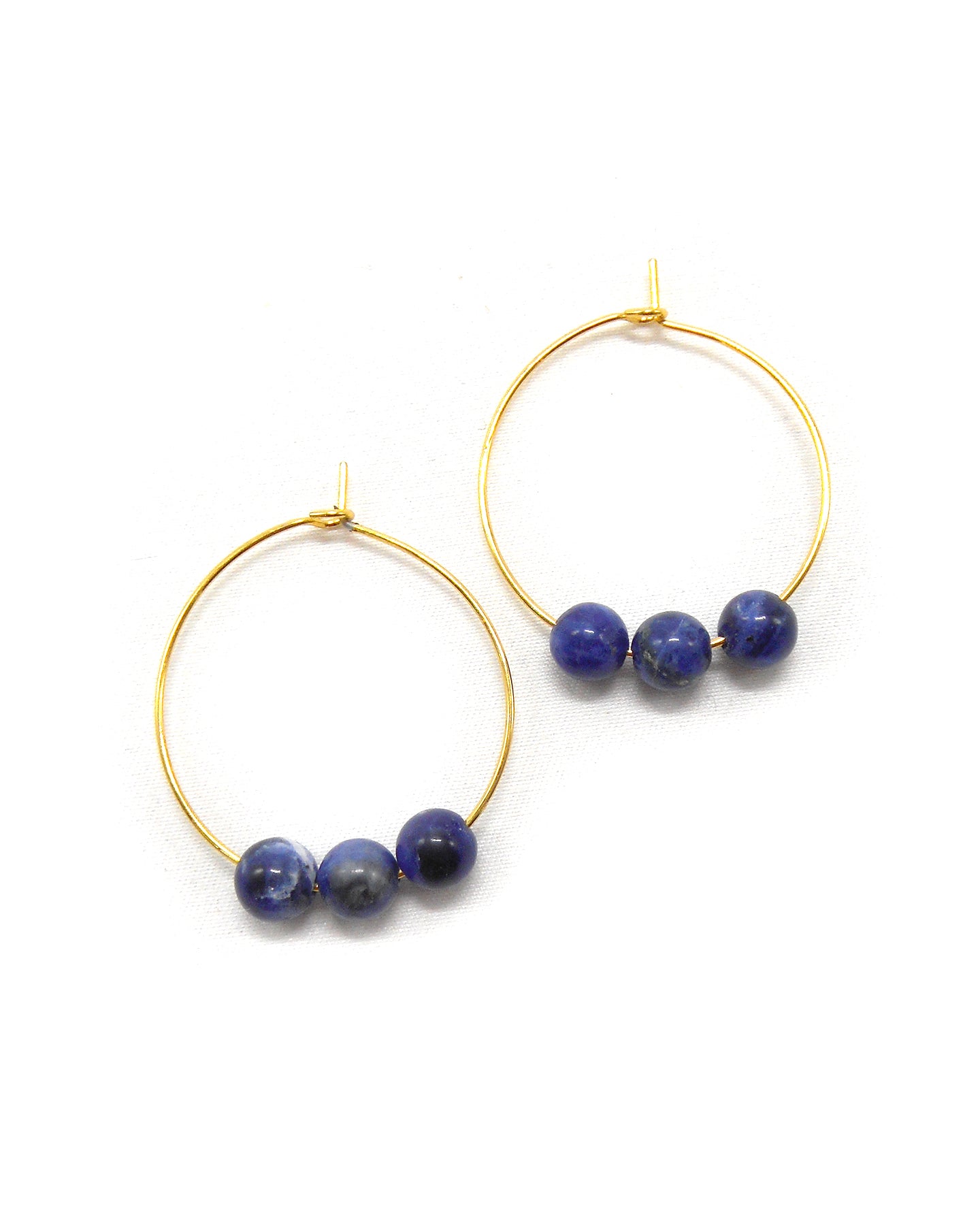 Boucles d'oreilles 3 perles pierres naturelles - ALIXA