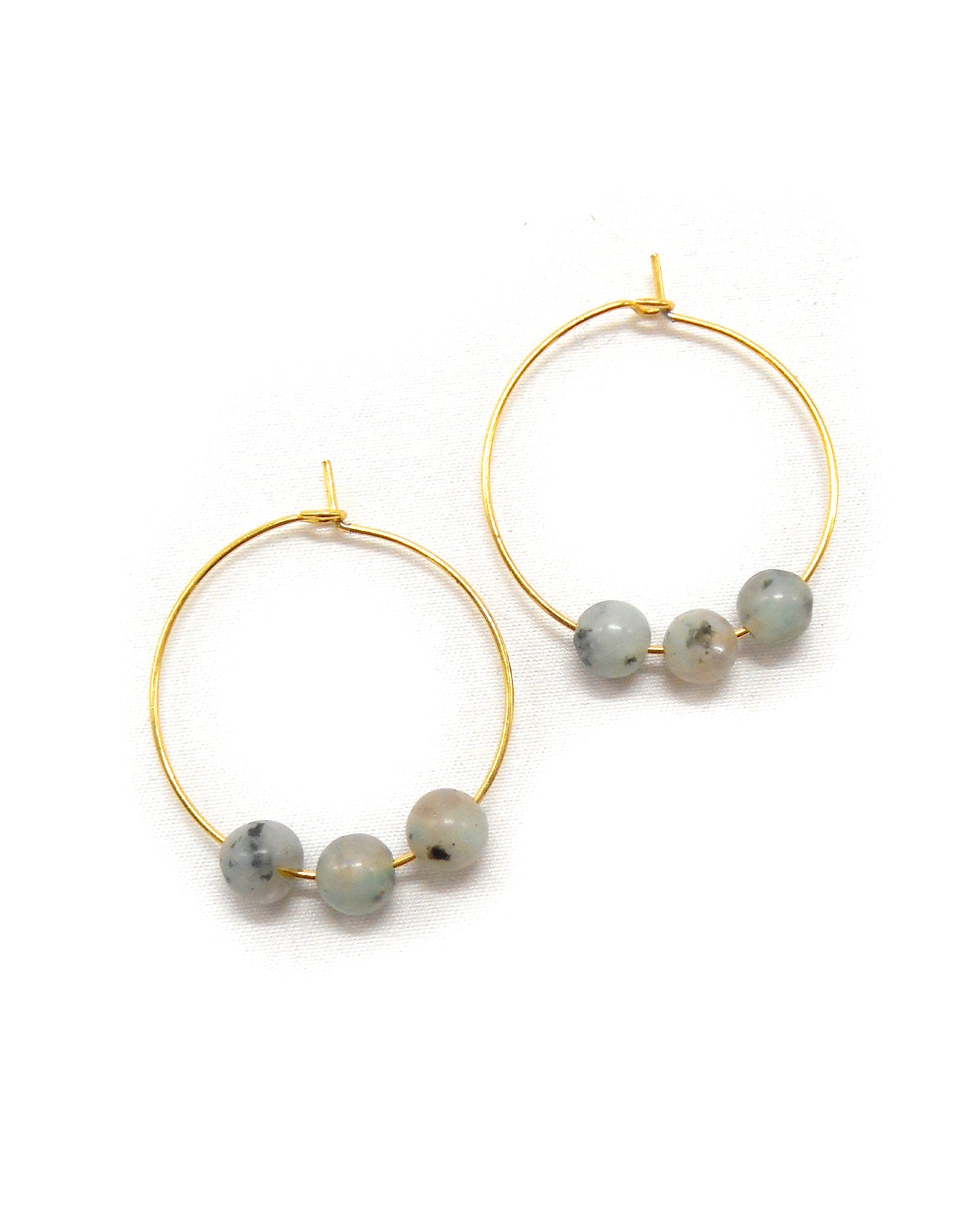 Boucles d'oreilles 3 perles pierres naturelles - ALIXA