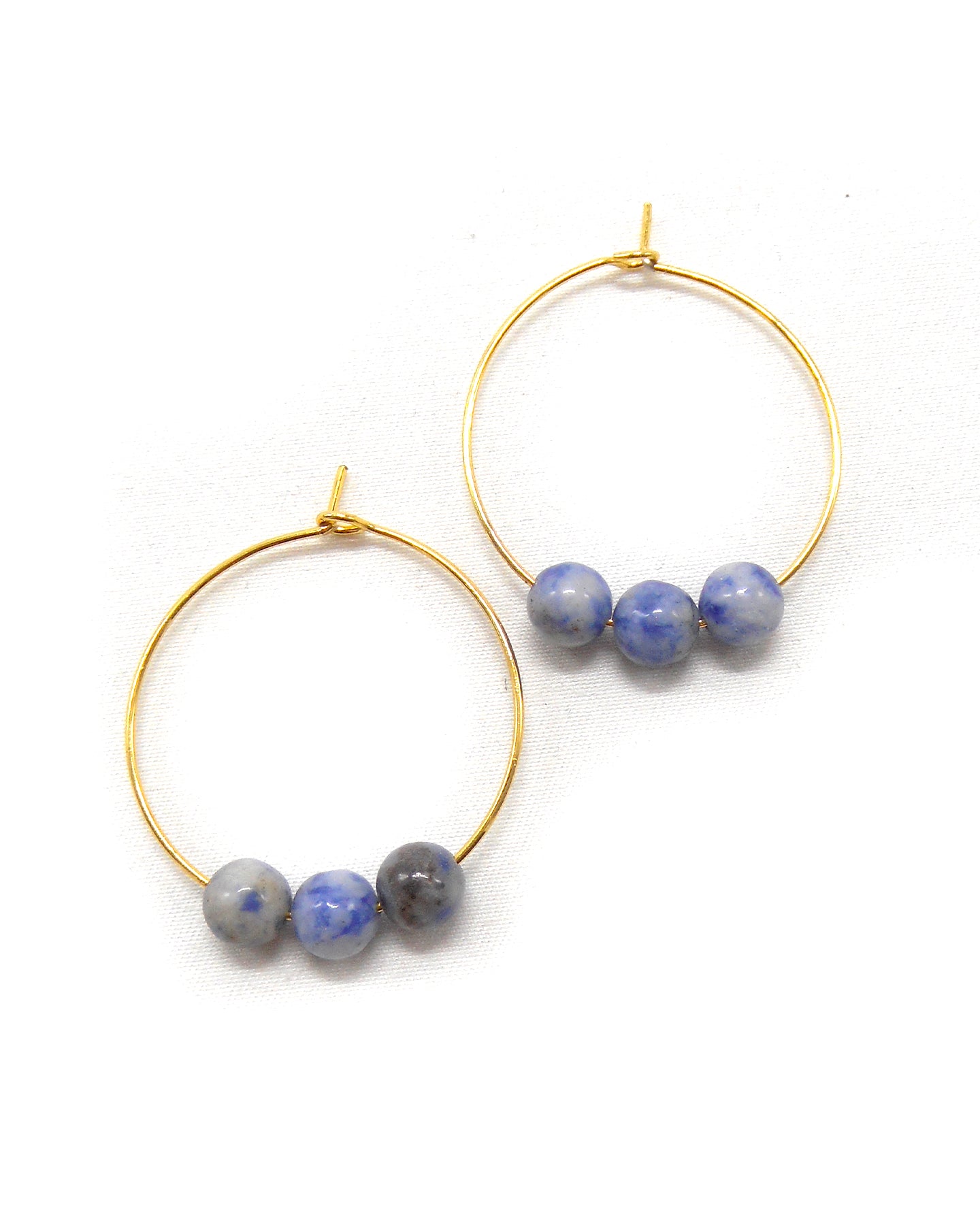 Boucles d'oreilles 3 perles pierres naturelles - ALIXA