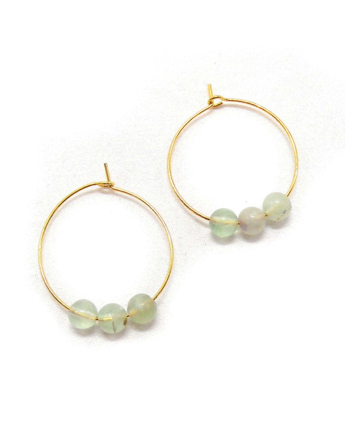Boucles d'oreilles 3 perles pierres naturelles - ALIXA