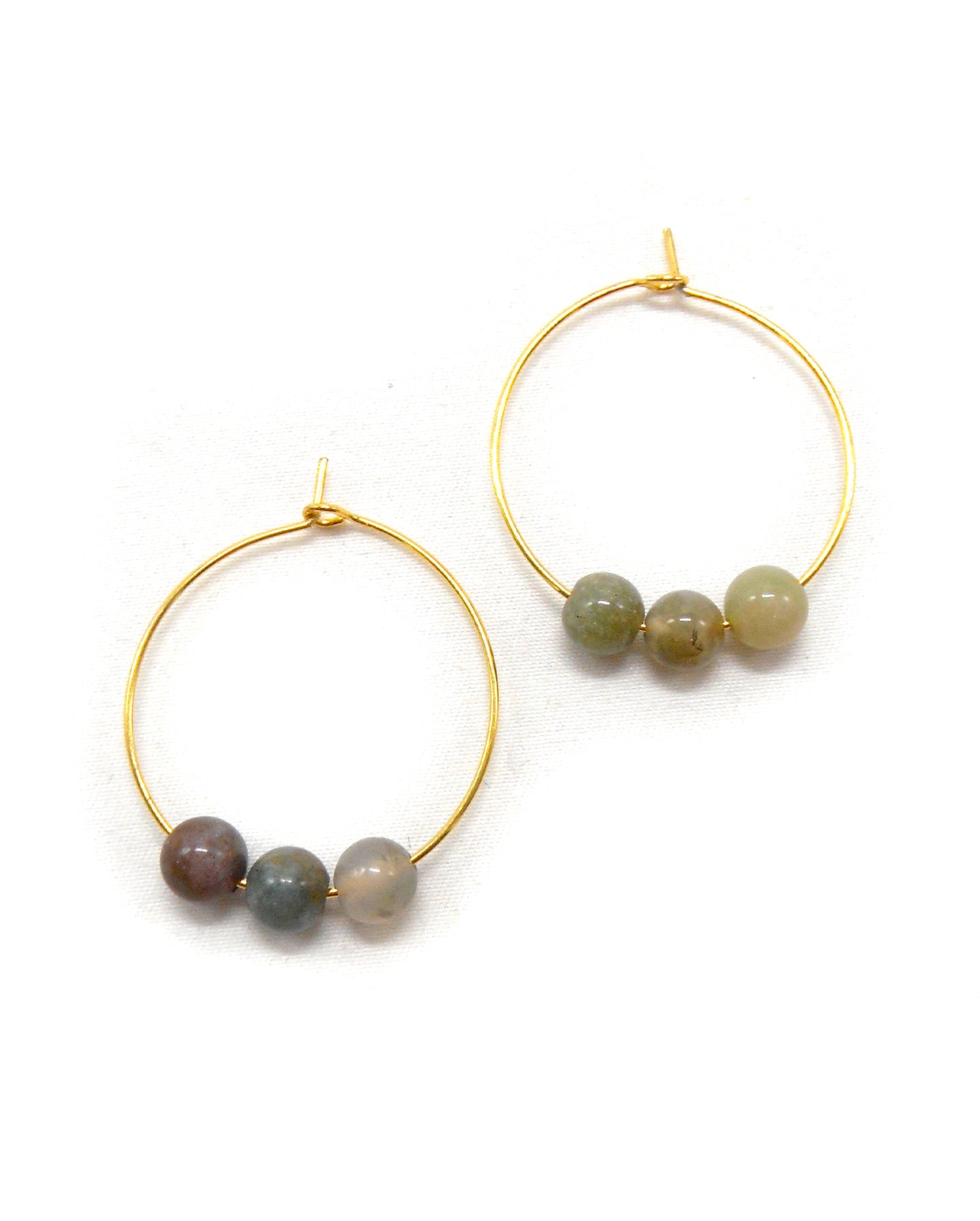 Boucles d'oreilles 3 perles pierres naturelles - ALIXA