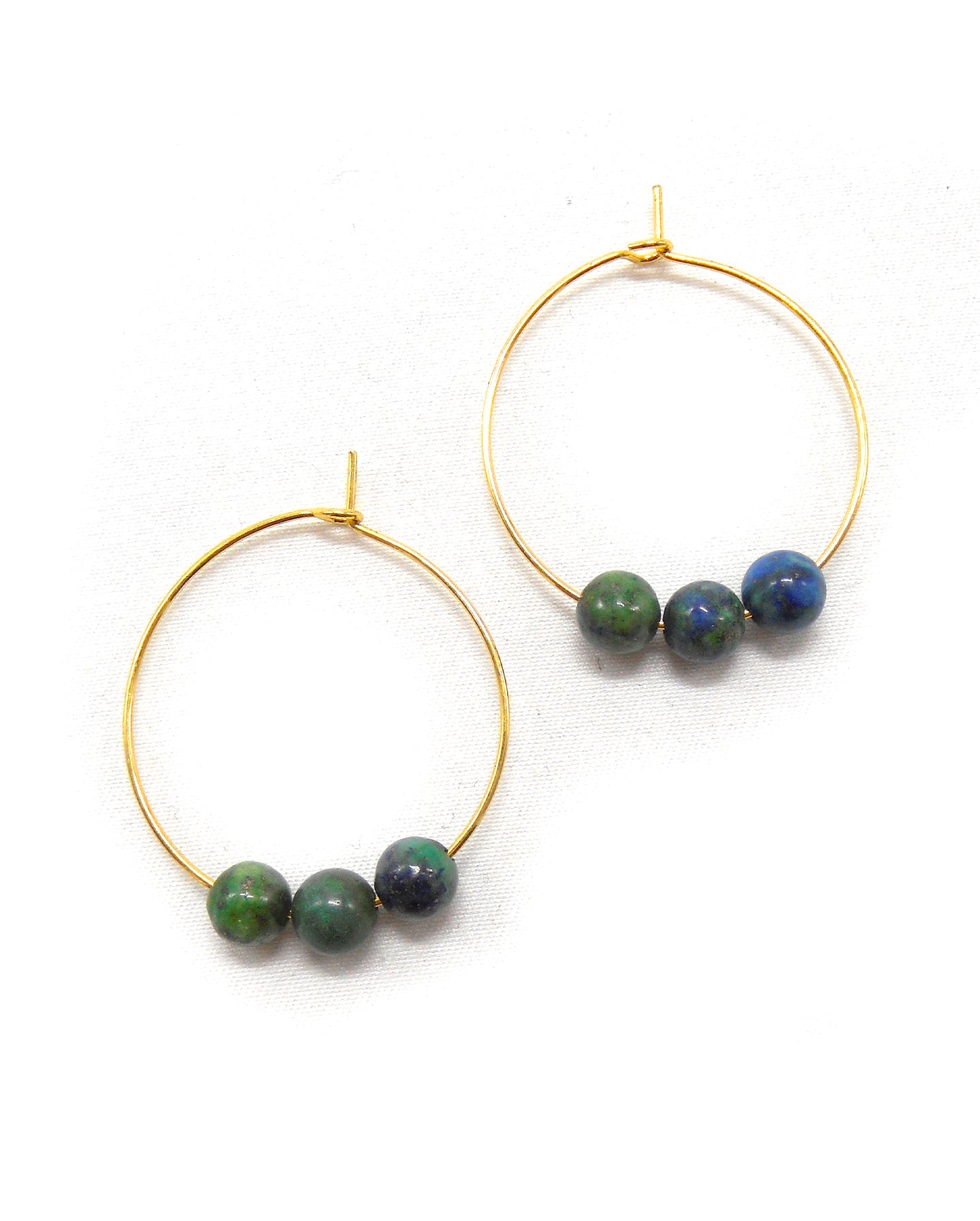 Boucles d'oreilles 3 perles pierres naturelles - ALIXA