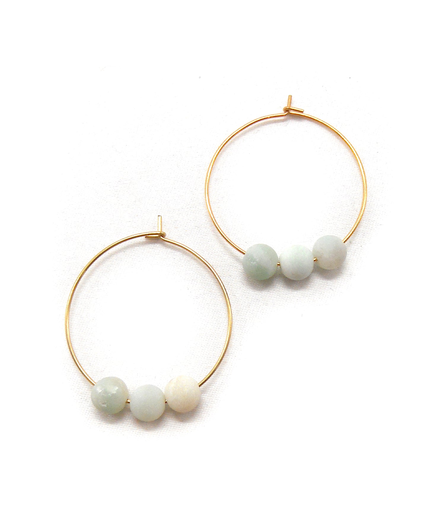 Boucles d'oreilles 3 perles pierres naturelles - ALIXA