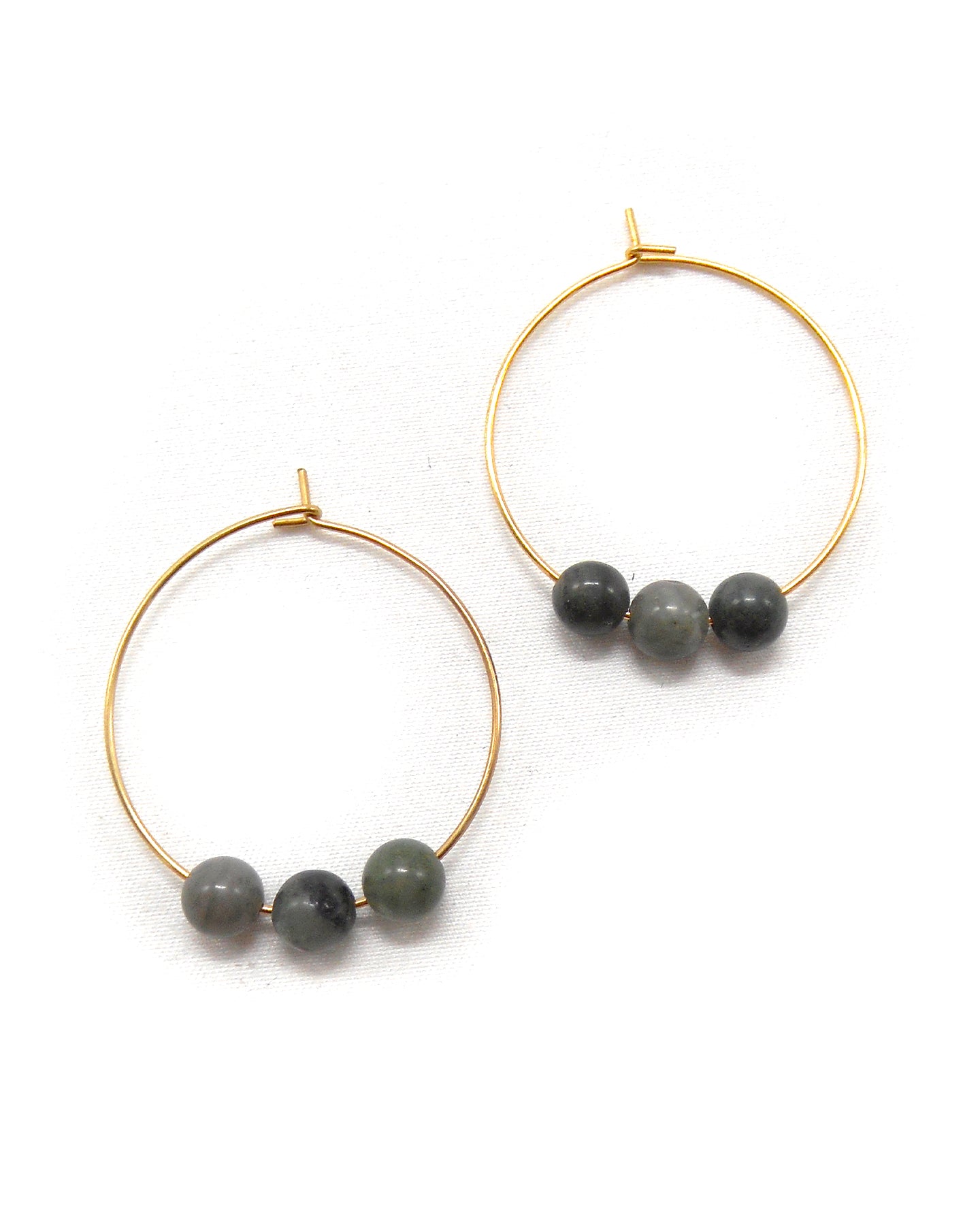 Boucles d'oreilles 3 perles pierres naturelles - ALIXA
