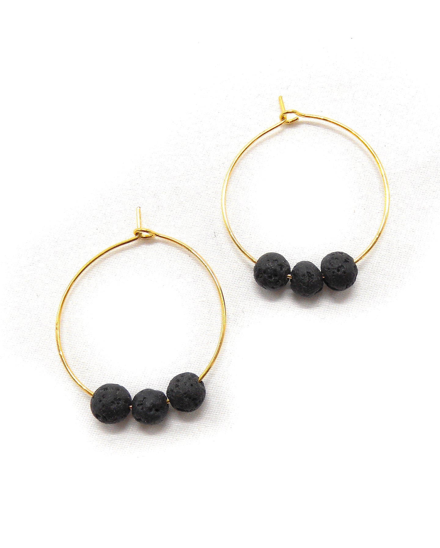 Boucles d'oreilles 3 perles pierres naturelles - ALIXA