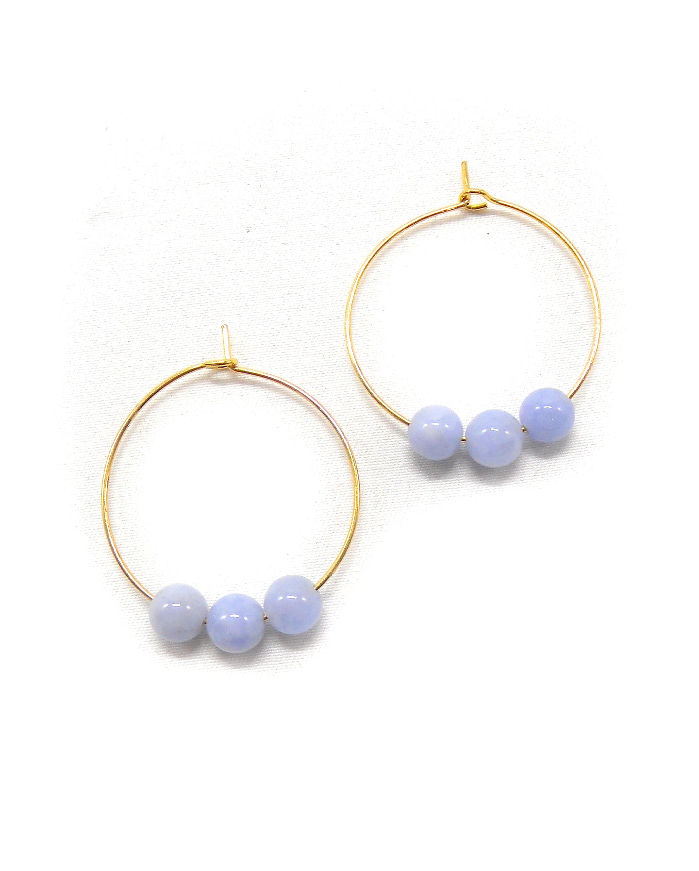 Boucles d'oreilles 3 perles pierres naturelles - ALIXA