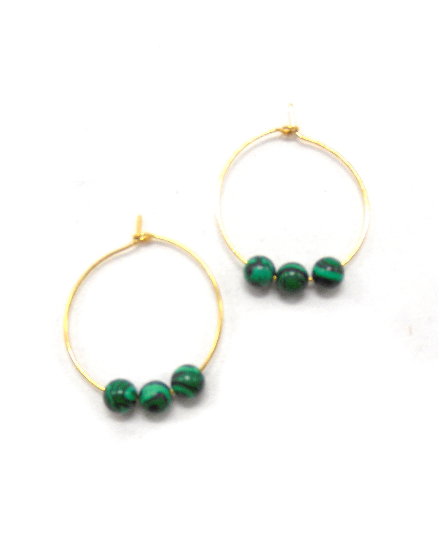Boucles d'oreilles 3 perles pierres naturelles - ALIXA