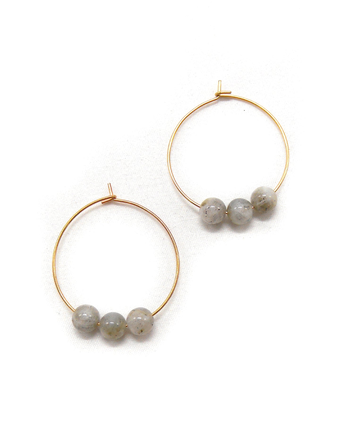 Boucles d'oreilles 3 perles pierres naturelles - ALIXA