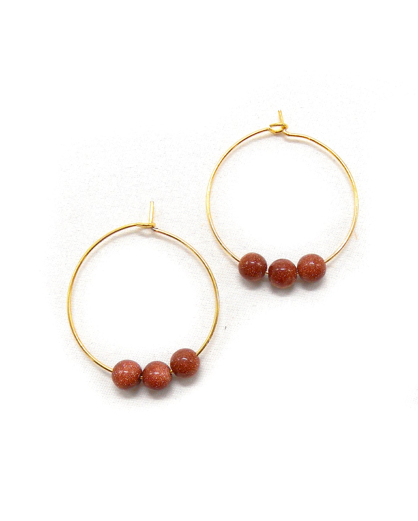 Boucles d'oreilles 3 perles pierres naturelles - ALIXA