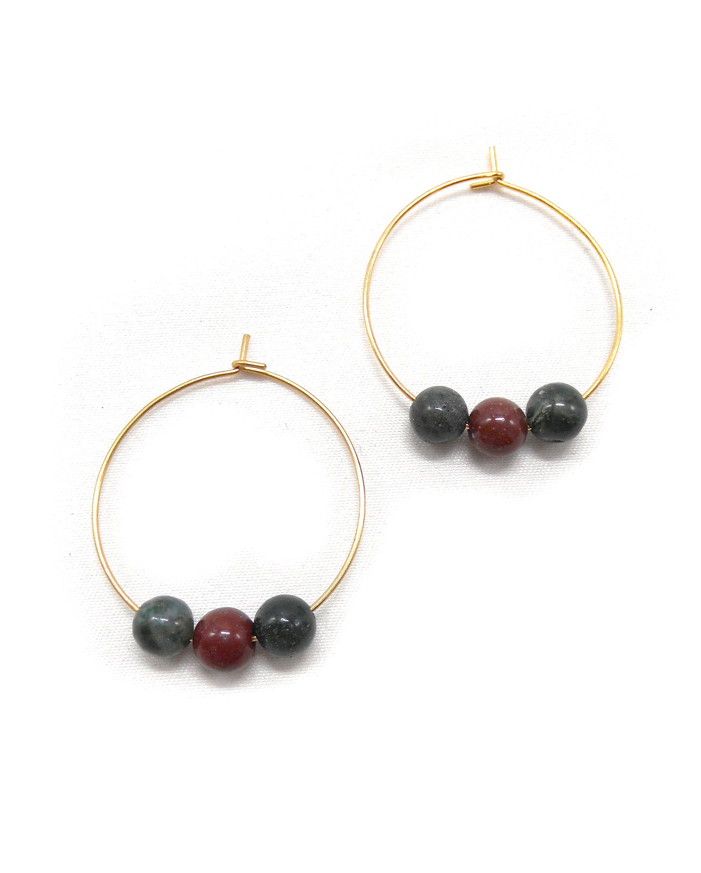 Boucles d'oreilles 3 perles pierres naturelles - ALIXA