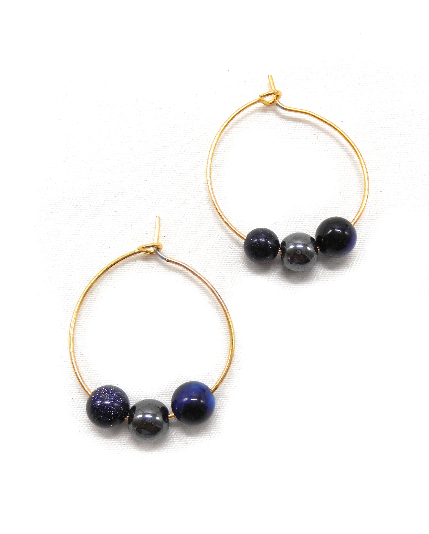 Boucles d'oreilles 3 perles pierres naturelles - ALIXA
