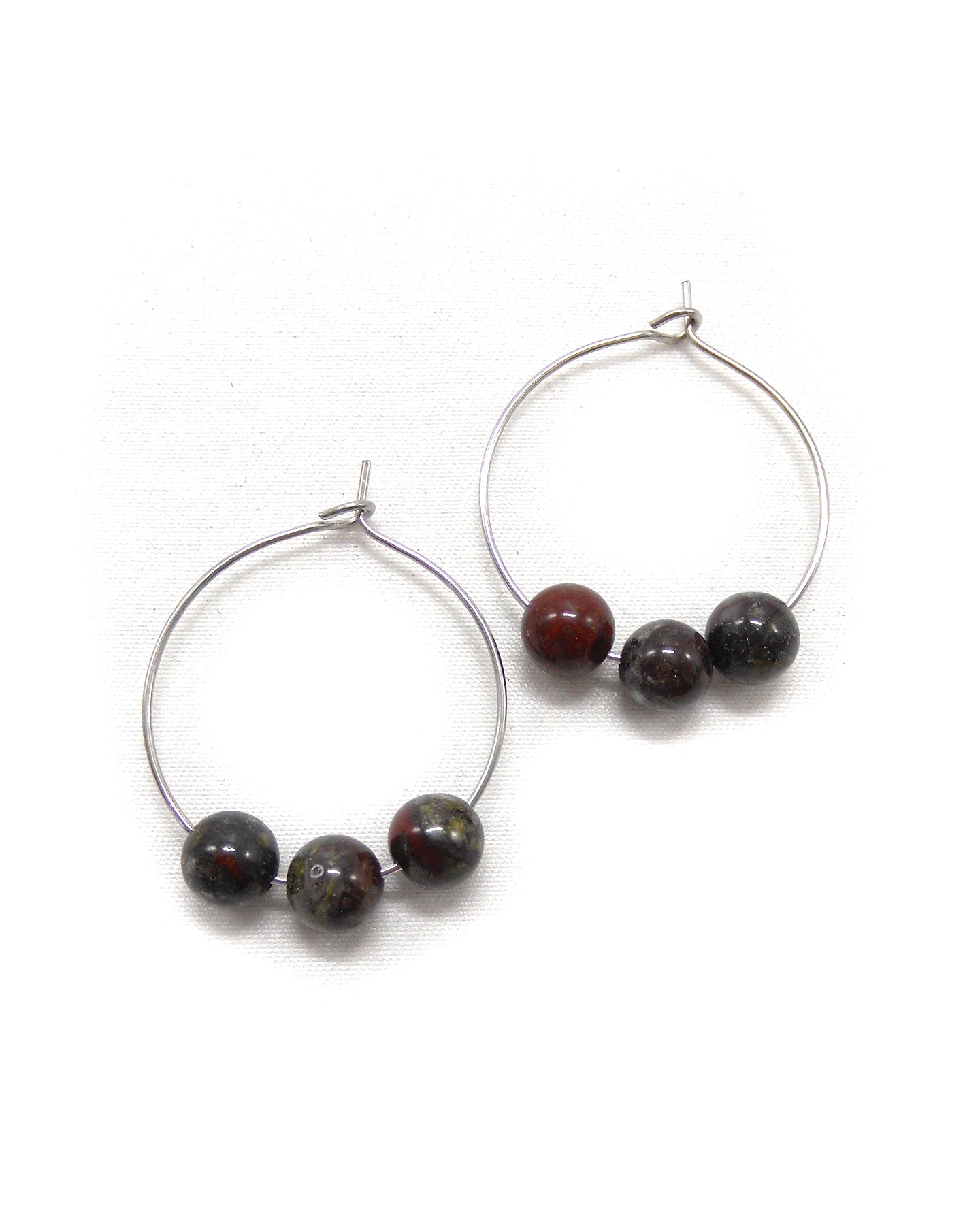 Boucles d'oreilles 3 perles pierres naturelles - ALIXA