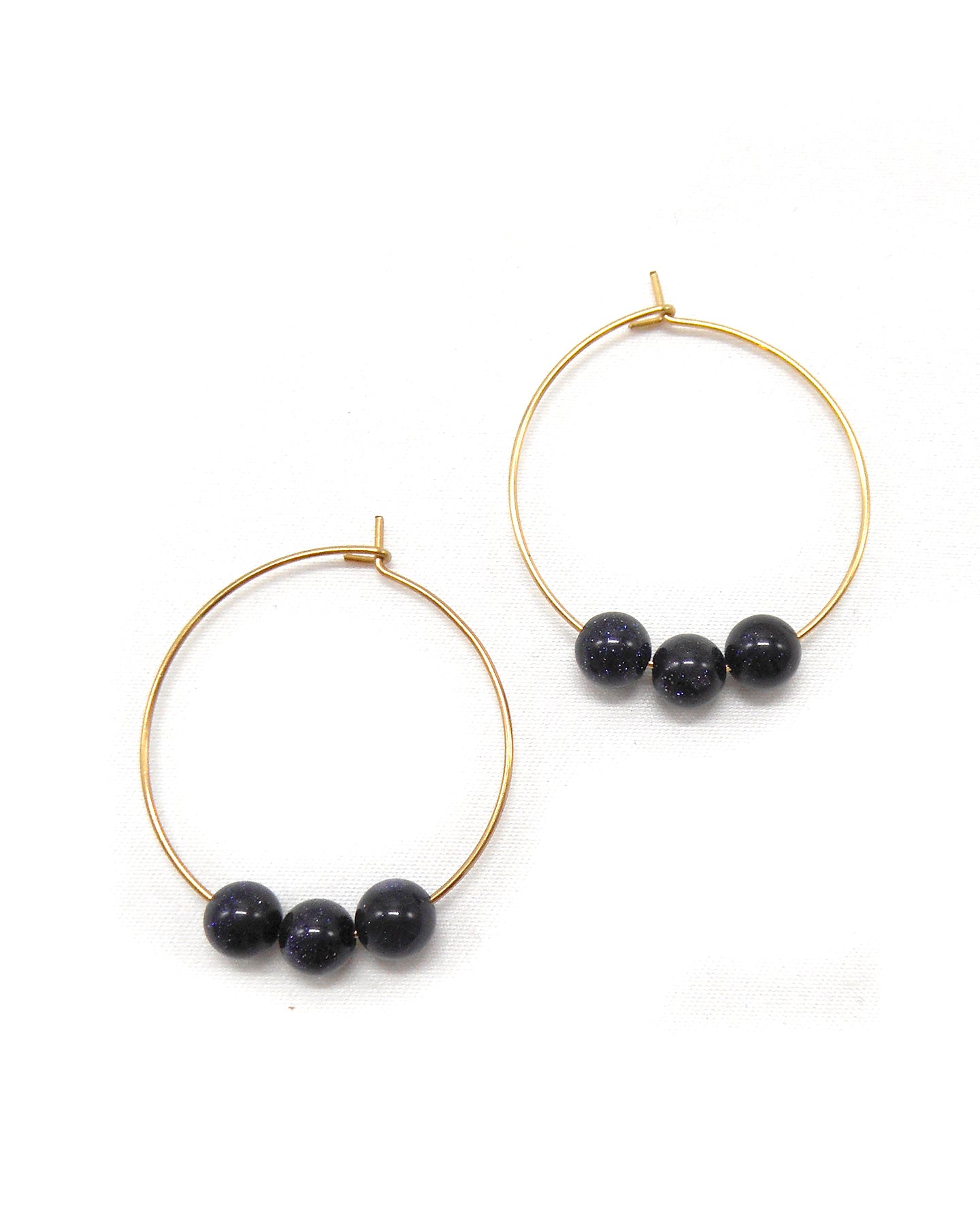 Boucles d'oreilles 3 perles pierres naturelles - ALIXA