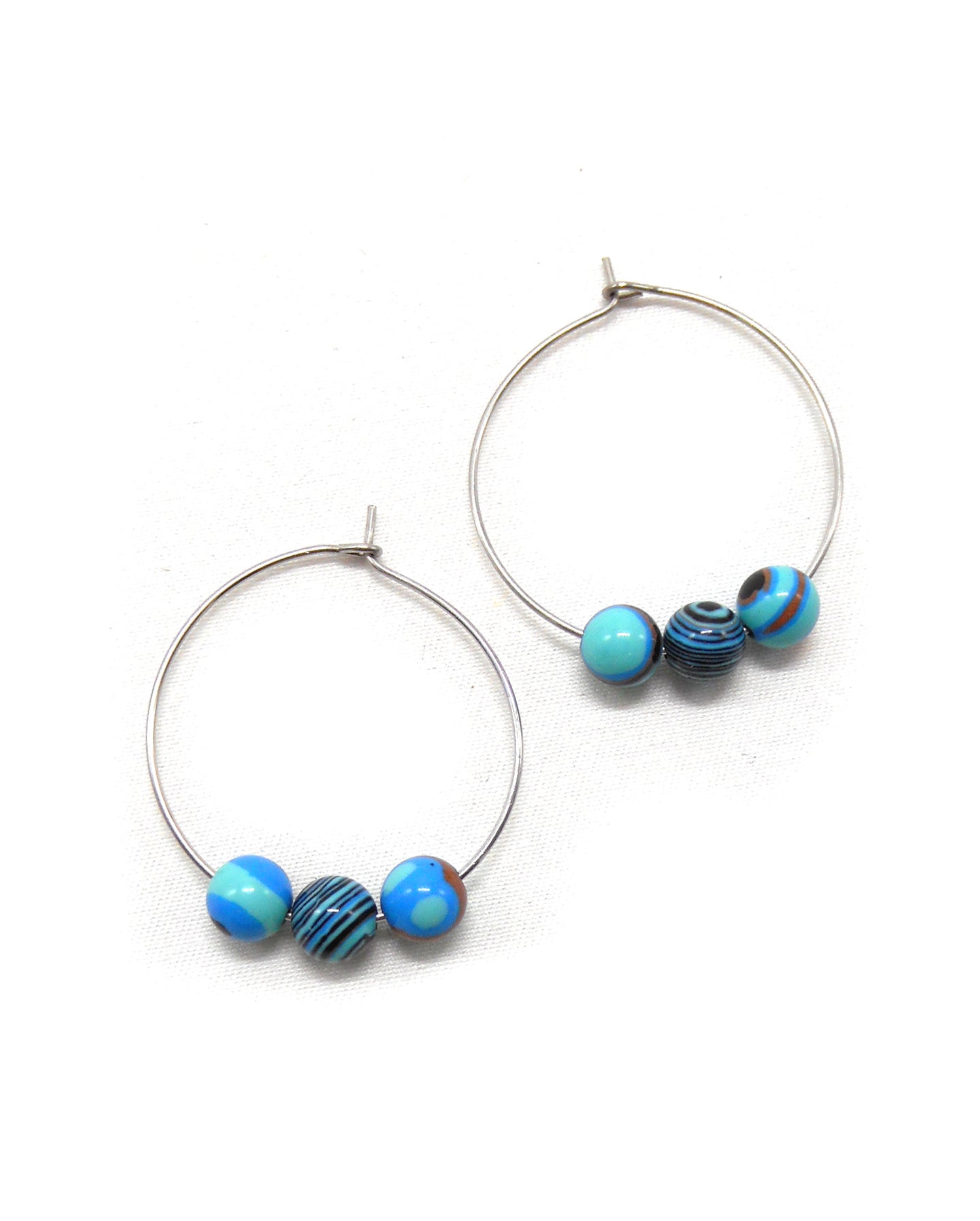 Boucles d'oreilles 3 perles pierres naturelles - ALIXA