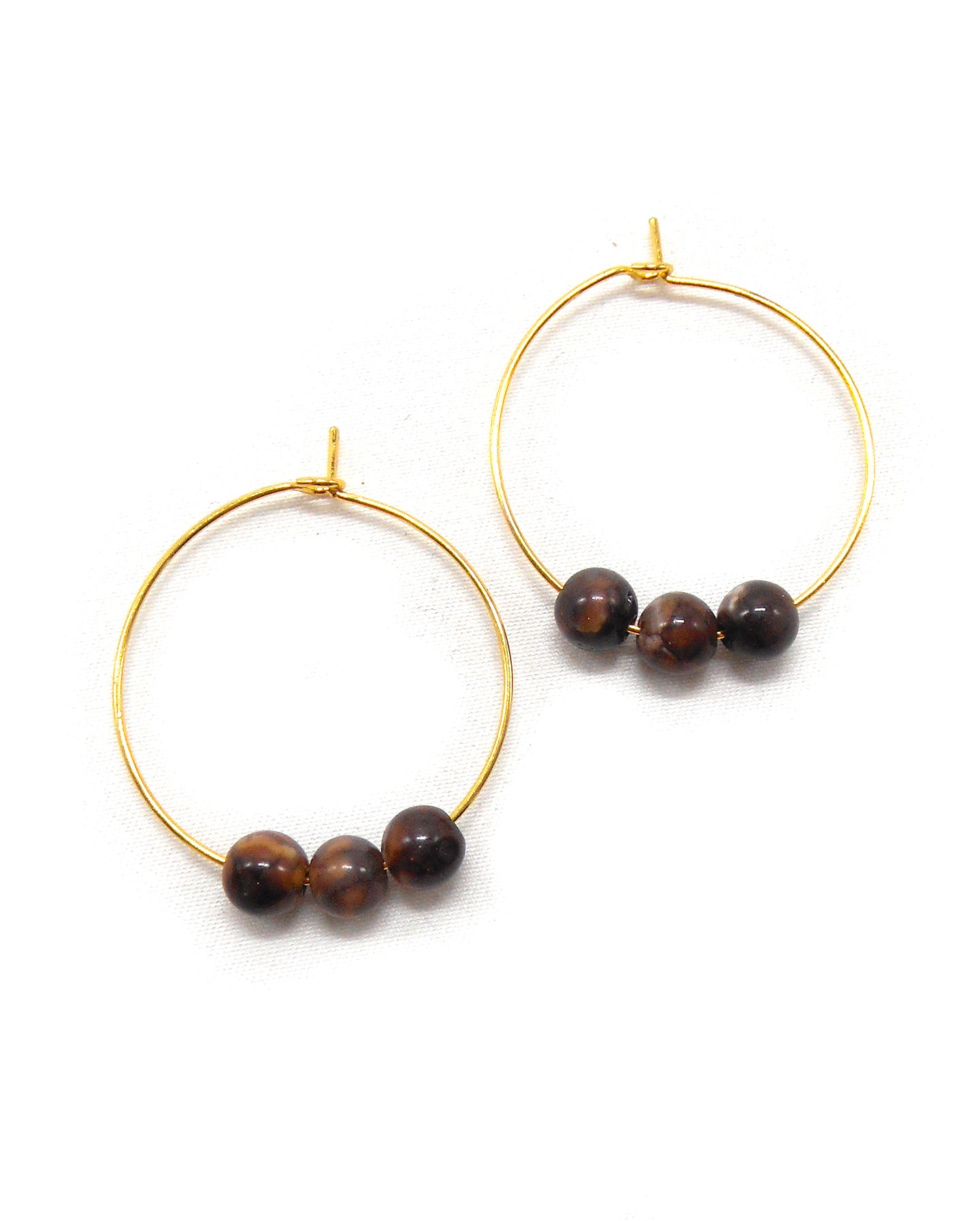 Boucles d'oreilles 3 perles pierres naturelles - ALIXA